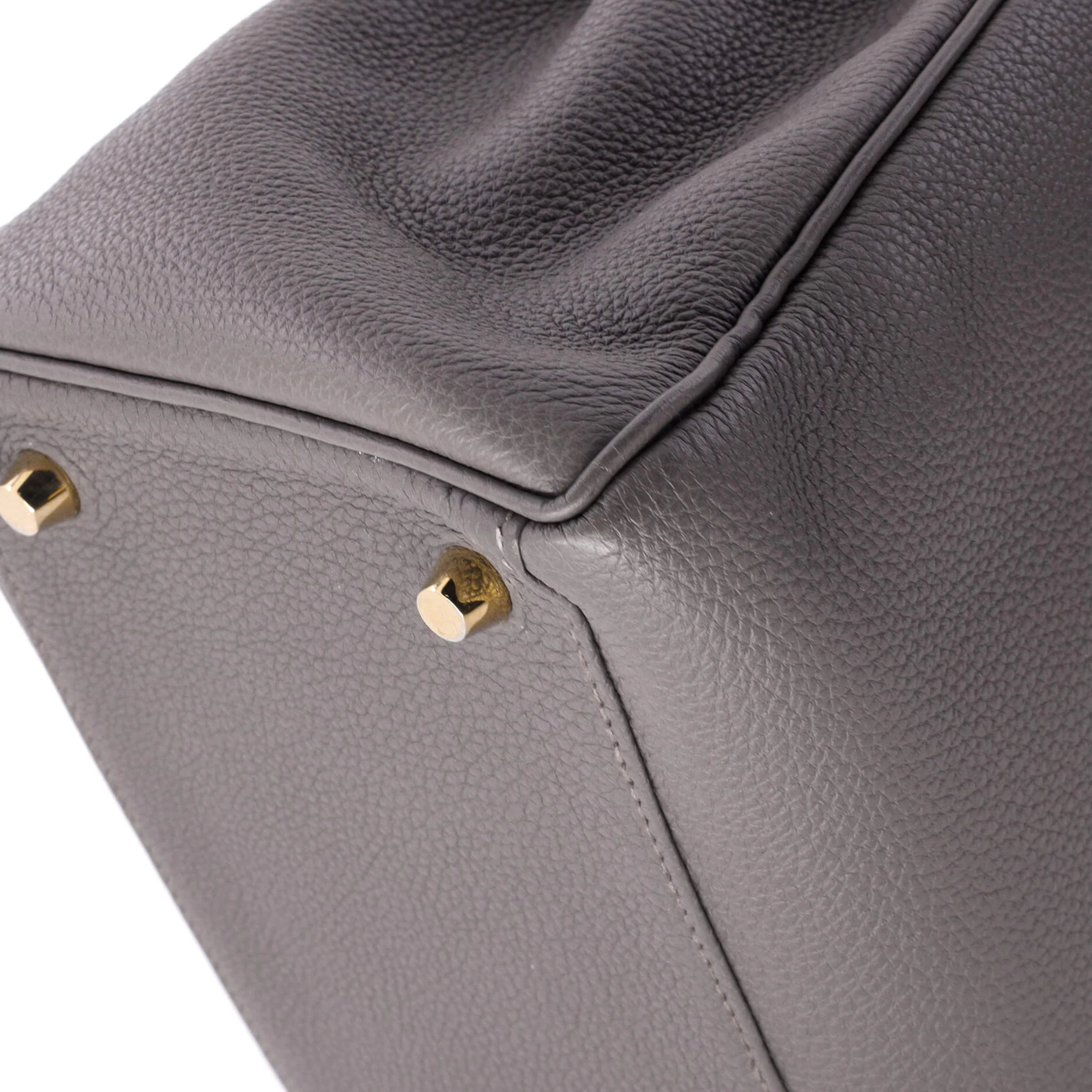Kelly Handbag Grey Togo with Gold Hardware 35 - Image 7