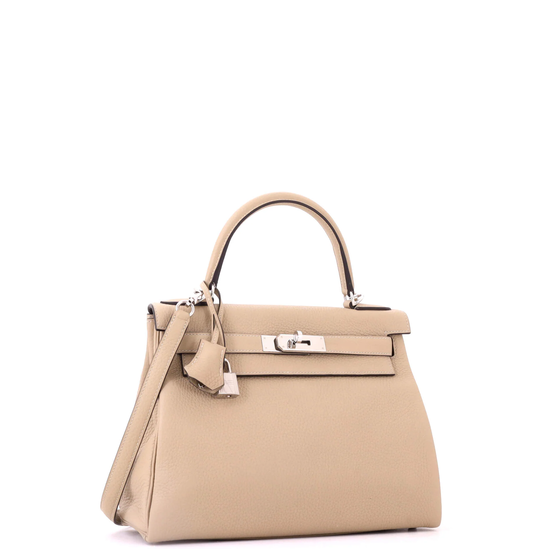 Kelly Handbag Light Clemence with Palladium Hardware 28 - Image 3