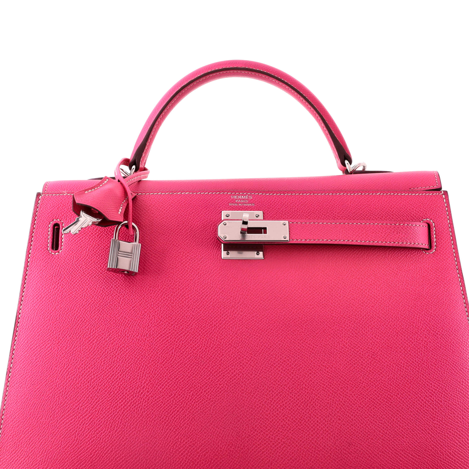 Kelly Handbag Rose Tyrien Epsom with Palladium Hardware 32 - Image 6