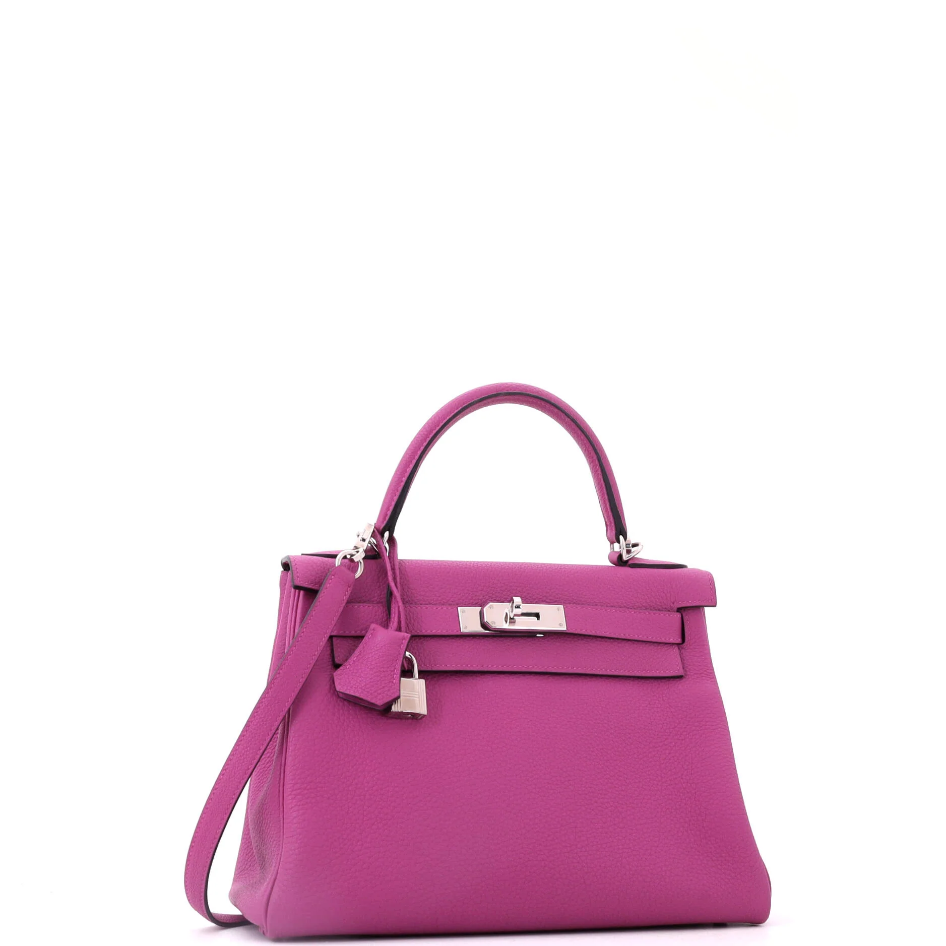 Kelly Handbag Rose Pourpre Togo with Palladium Hardware 28 - Image 3