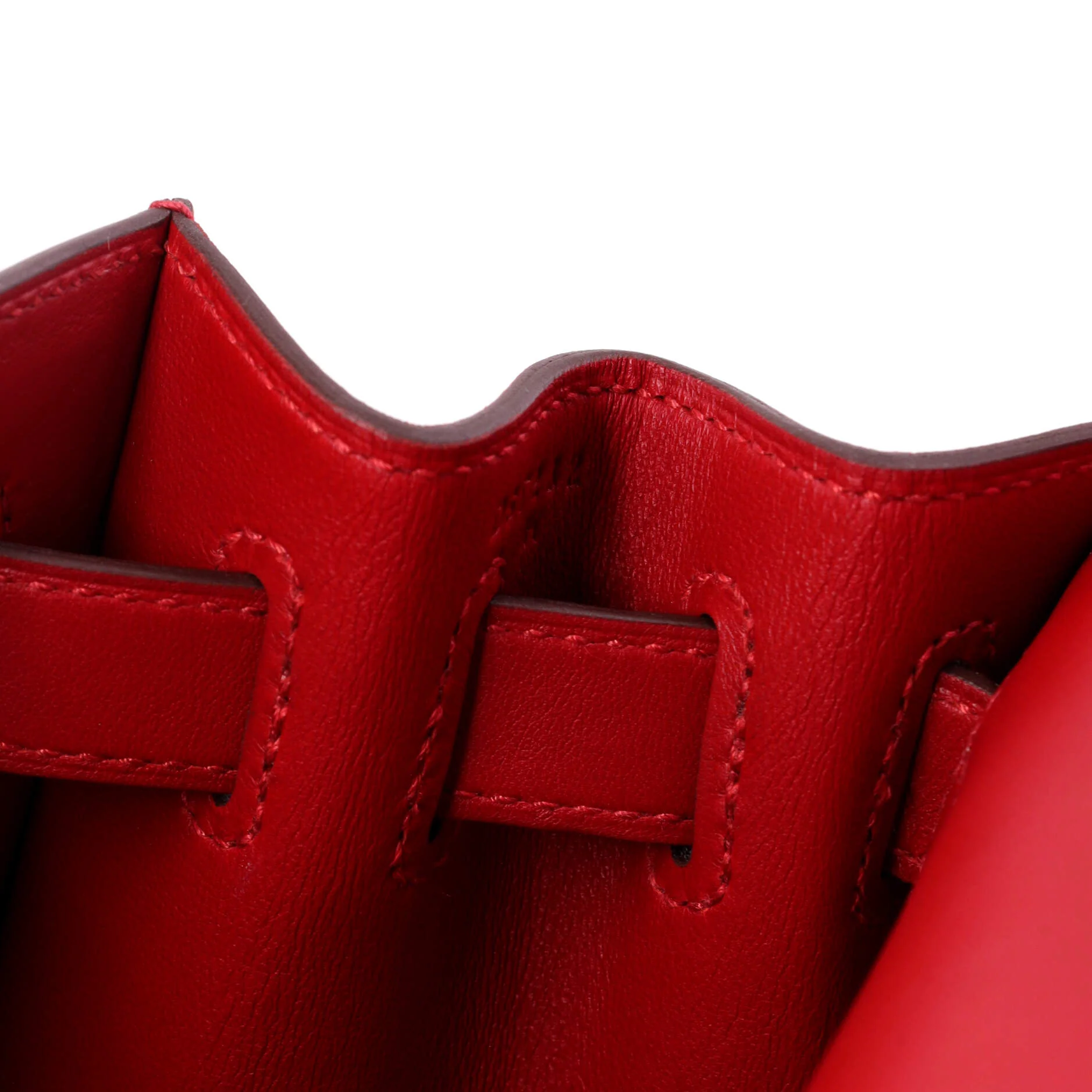 Kelly Handbag Rouge Piment Berline Vache Canvas with Swift and Toile with Palladium Hardware 32 - Image 8