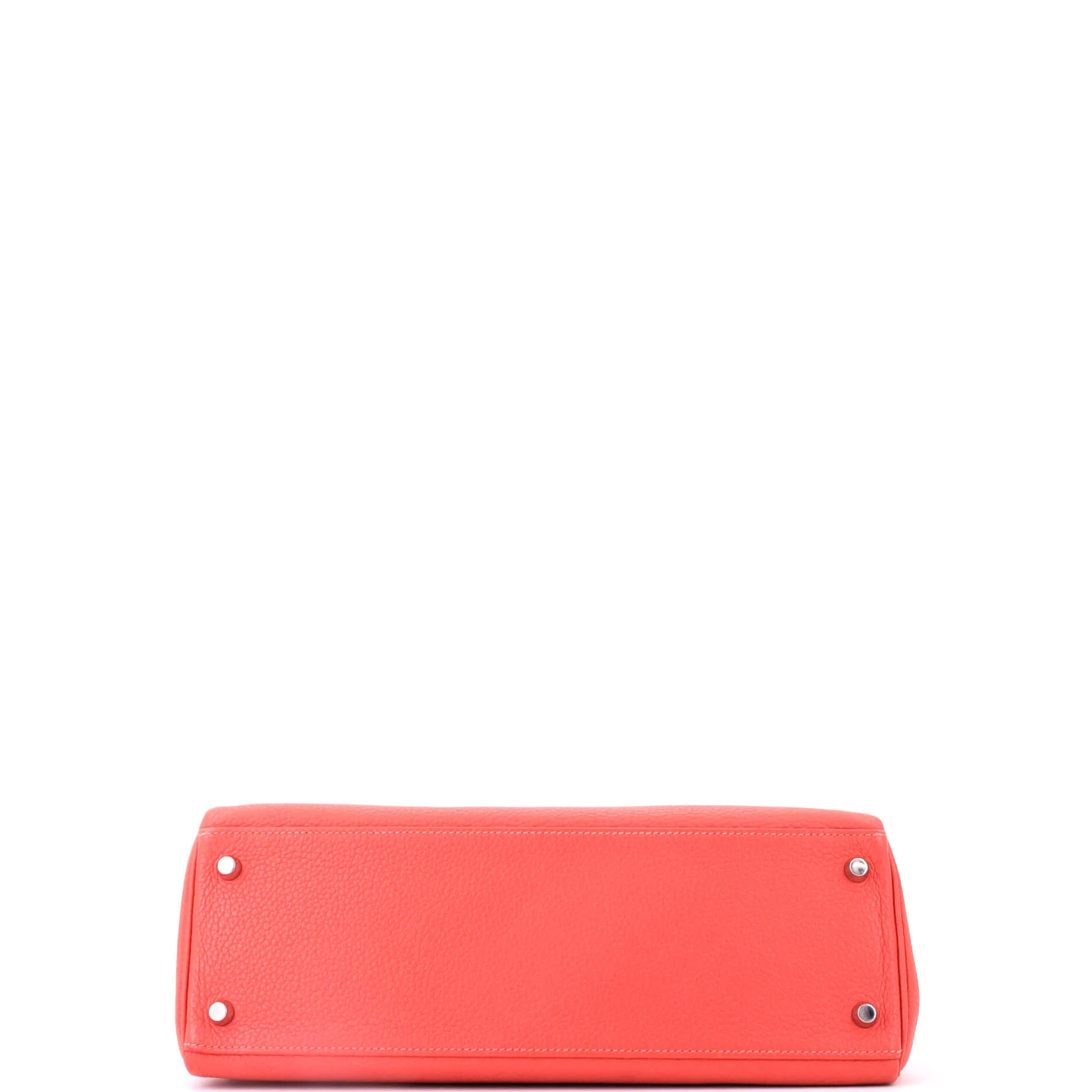 Kelly Handbag Rouge Pivoine Clemence with Palladium Hardware 32 - Image 4