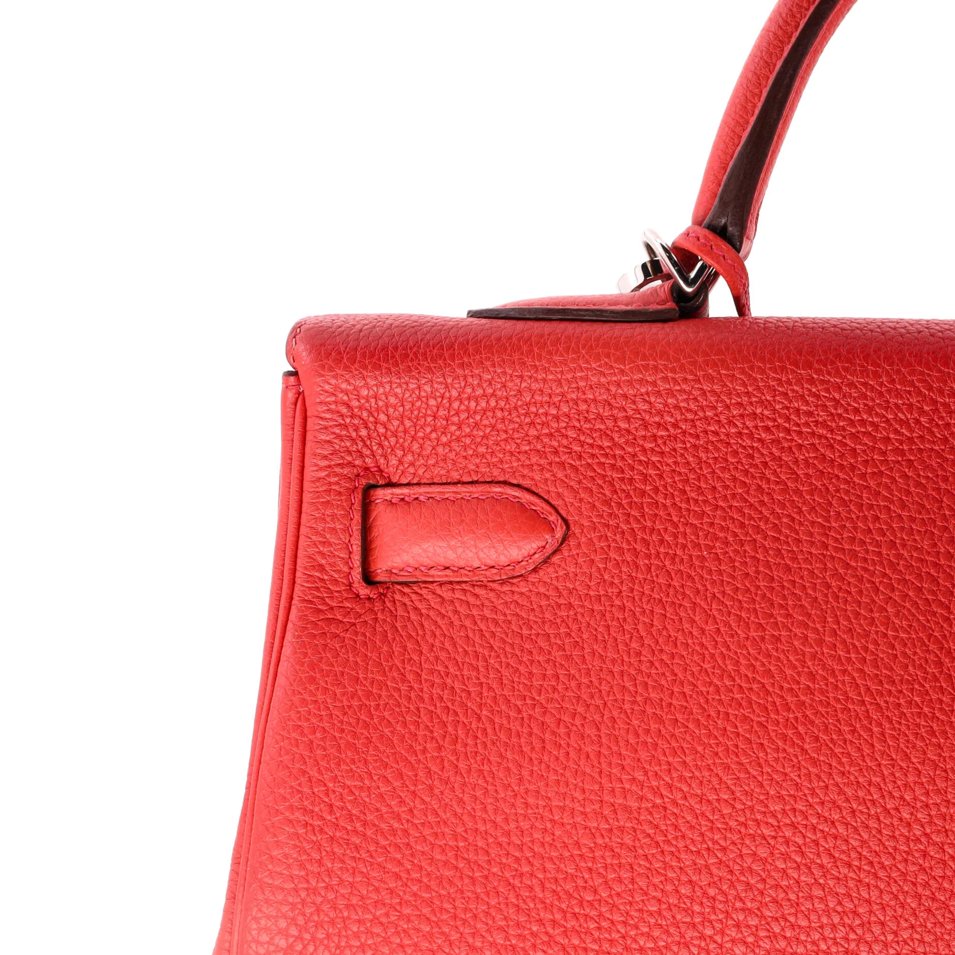 Kelly Handbag Geranium Togo with Palladium Hardware 35 - Image 8
