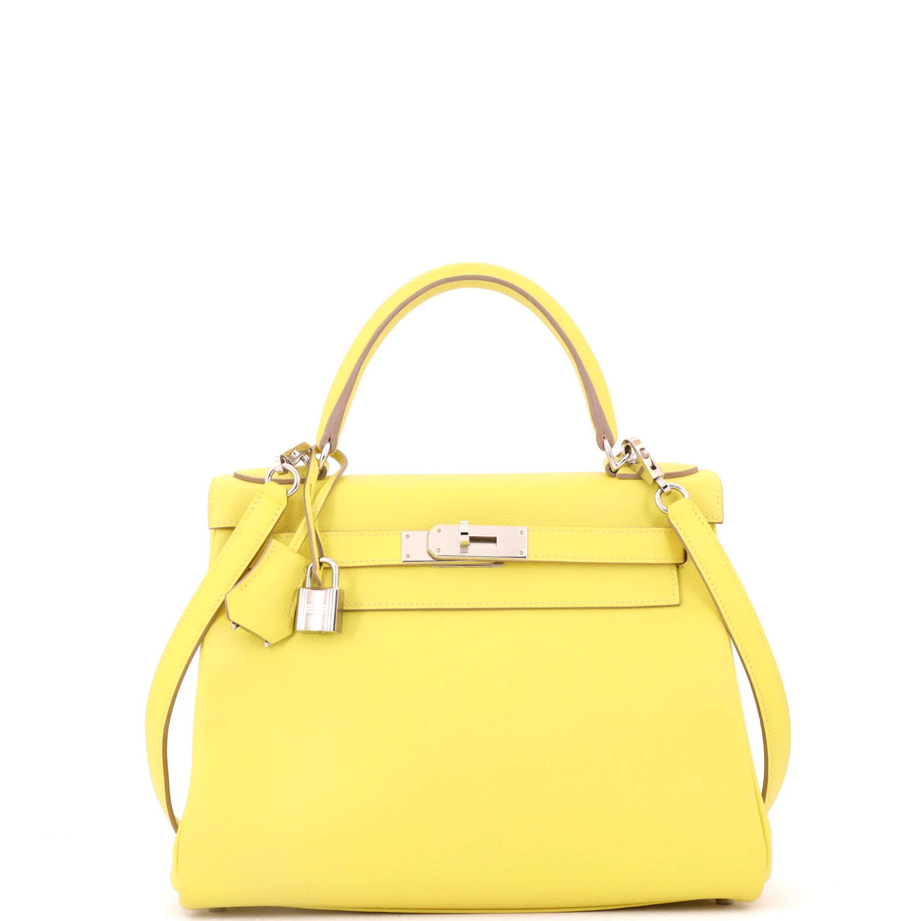 Kelly Handbag Lime Evercolor with Palladium Hardware 28