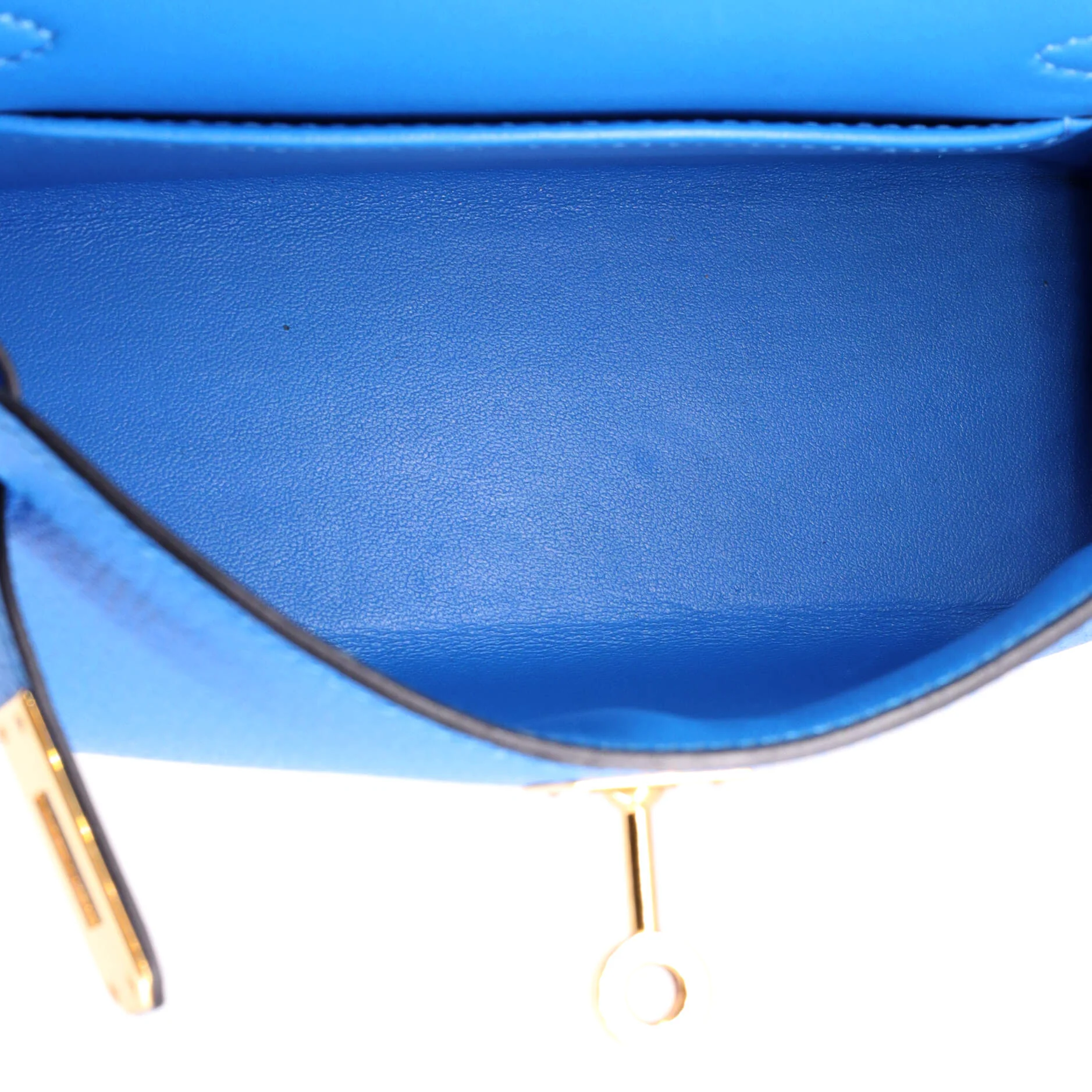 Kelly Mini II Bag Bleu Zanzibar Chevre Mysore with Gold Hardware 20 - Image 7