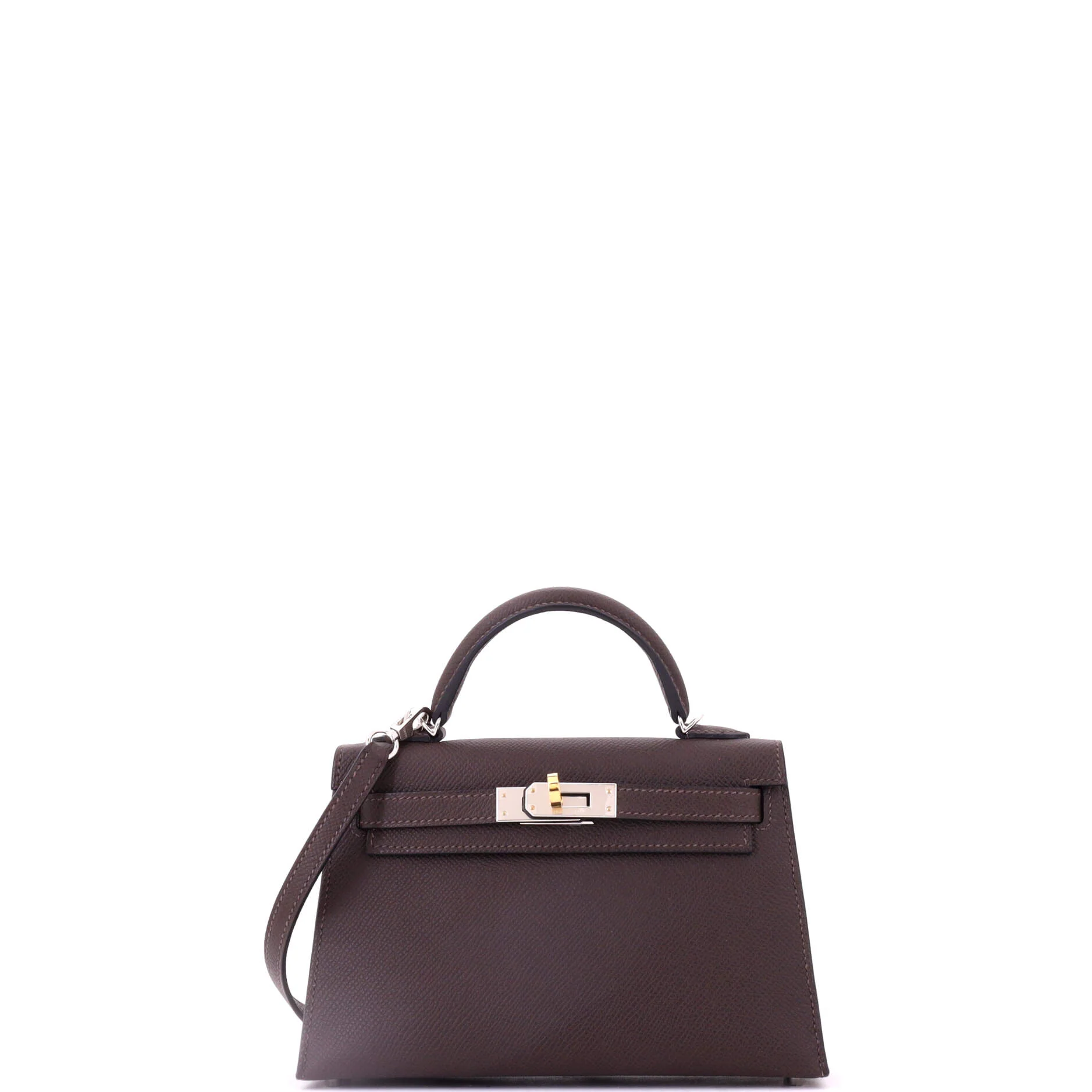 Kelly Mini II Bag Ebene Epsom with Electrum Hardware 20