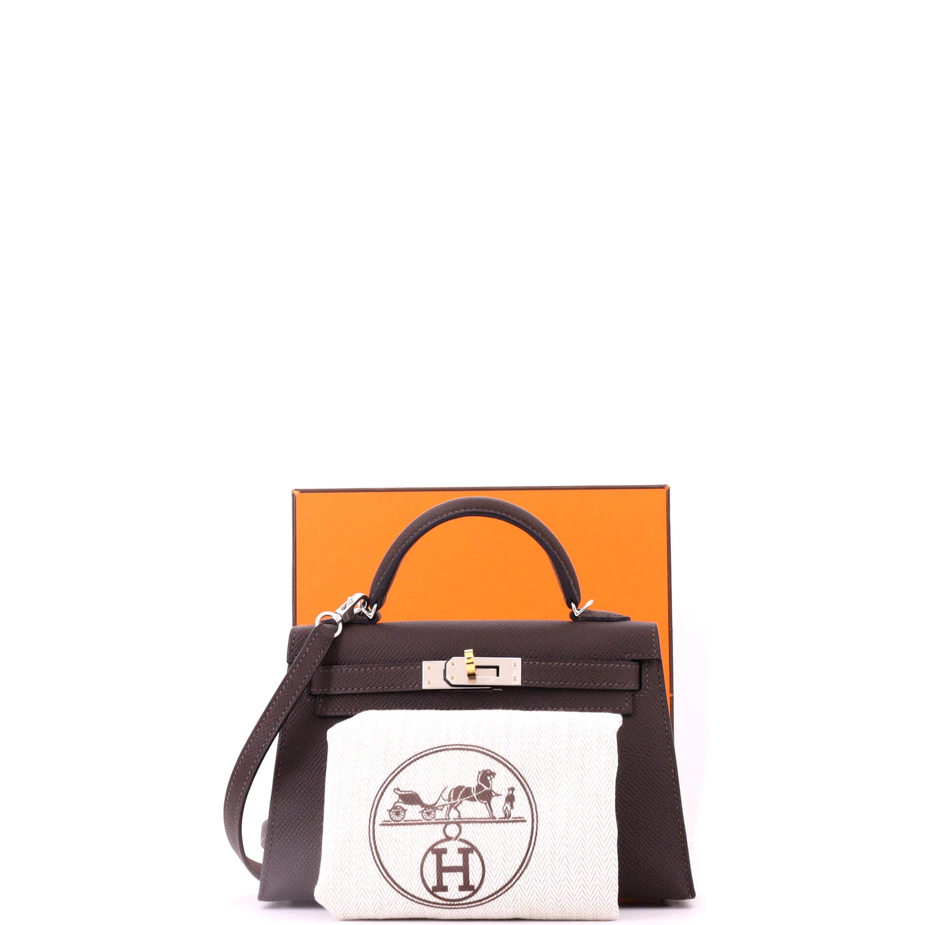 Kelly Mini II Bag Ebene Epsom with Electrum Hardware 20 - Image 2