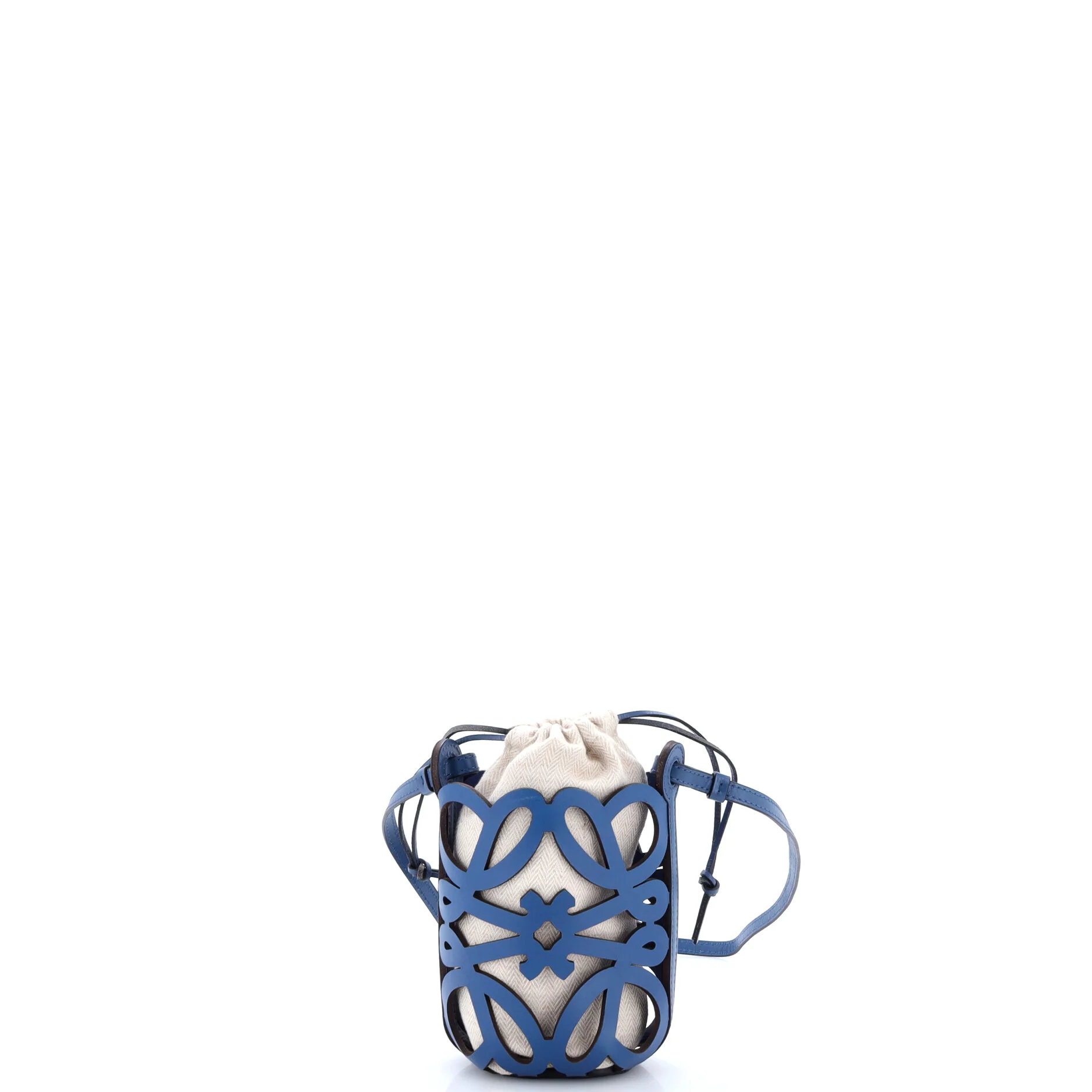 Anagram Drawstring Bucket Crossbody Bag Leather with Canvas Mini - Image 3
