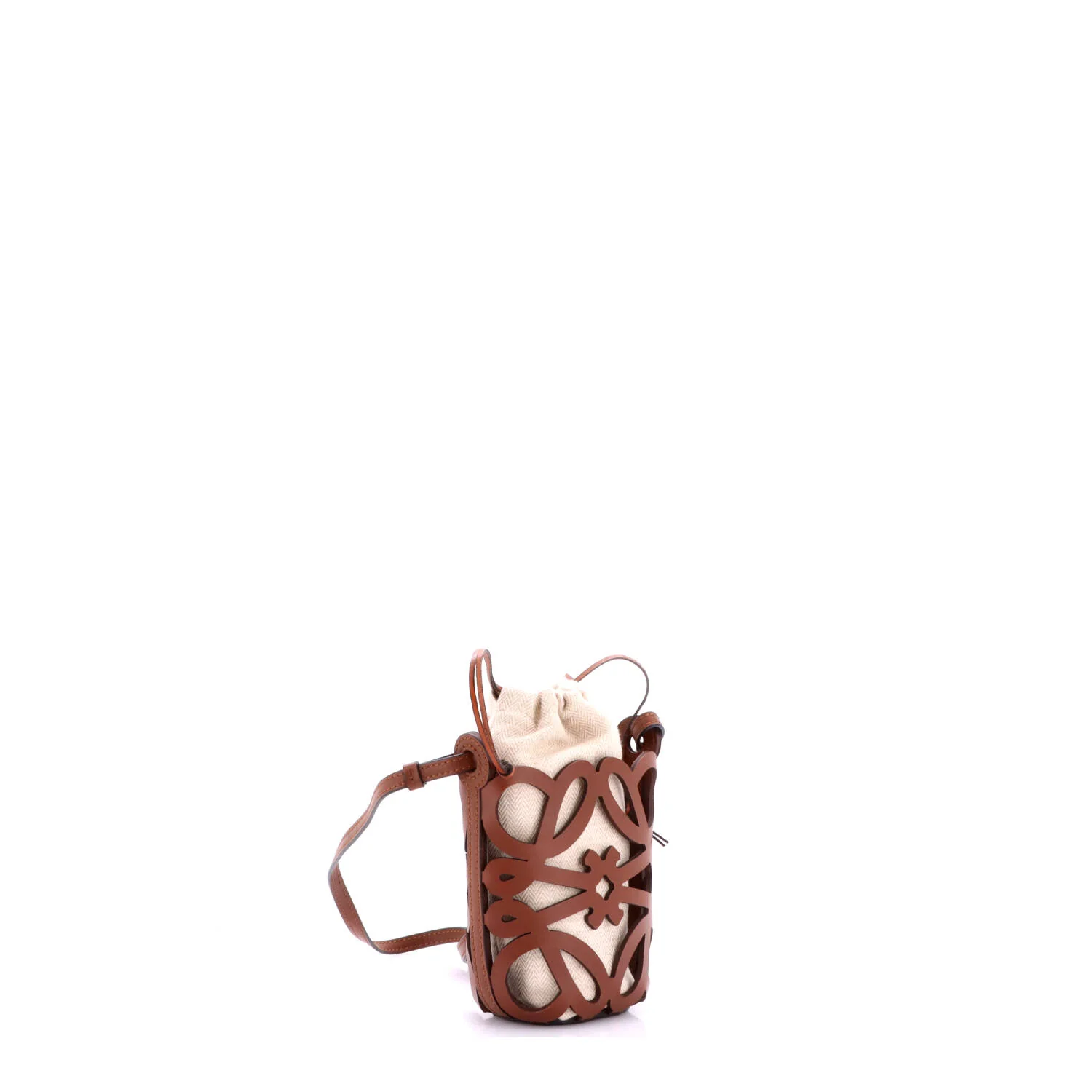 Anagram Drawstring Bucket Crossbody Bag Leather with Canvas Mini - Image 2