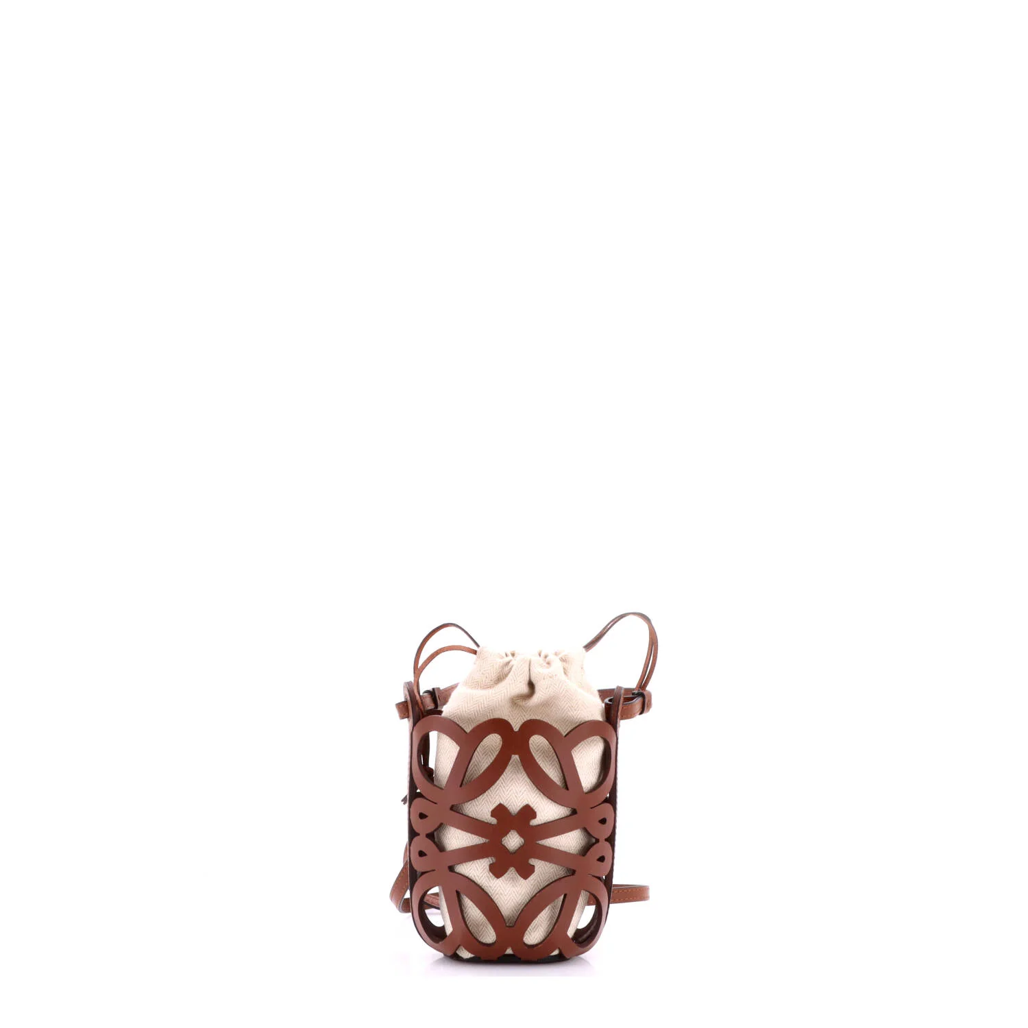 Anagram Drawstring Bucket Crossbody Bag Leather with Canvas Mini - Image 3