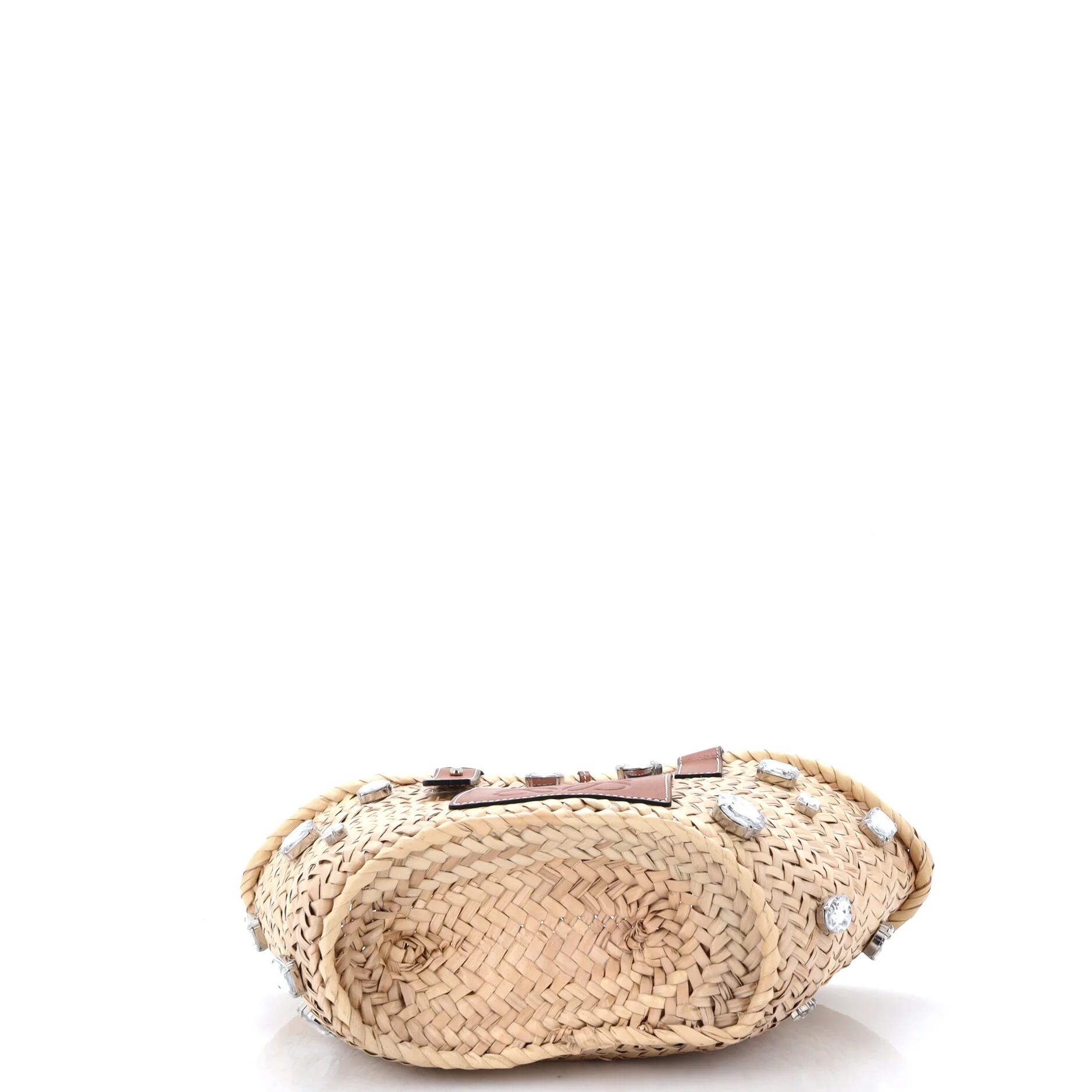 Basket Tote Crystal Embellished Raffia Small - Image 7