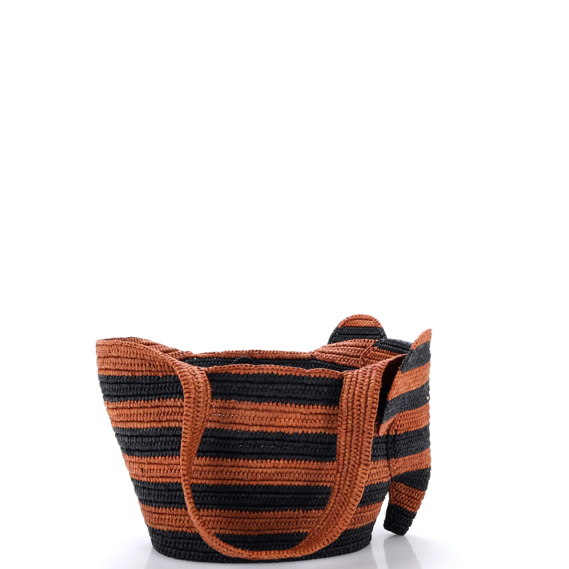 Elephant Basket Tote Striped Raffia Small - Image 3