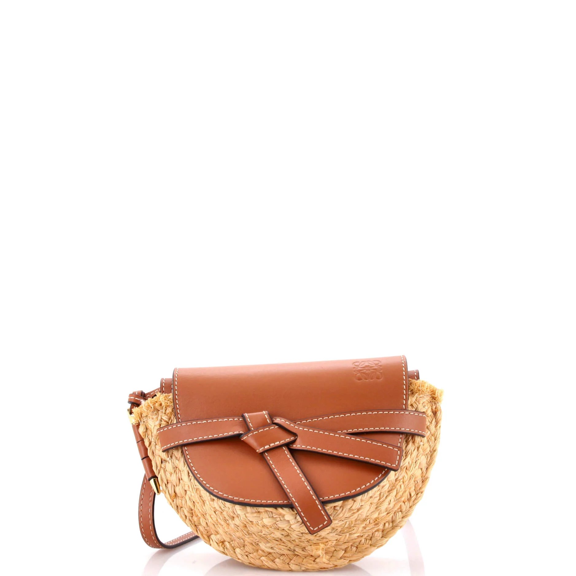 Gate Leather Shoulder Leather with Raffia Mini