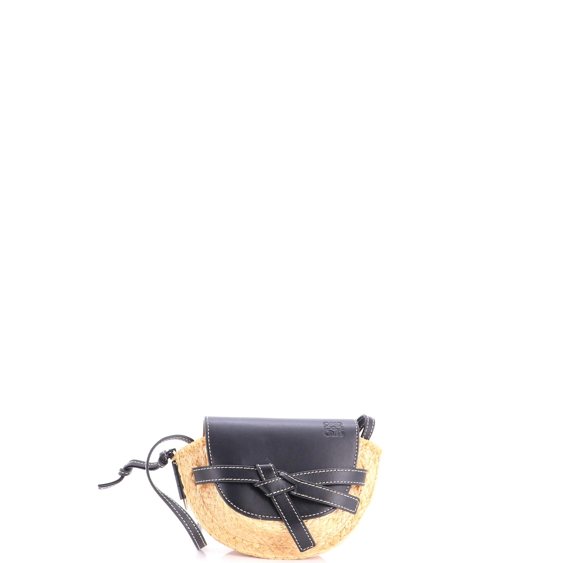 Gate Leather Shoulder Leather with Raffia Mini