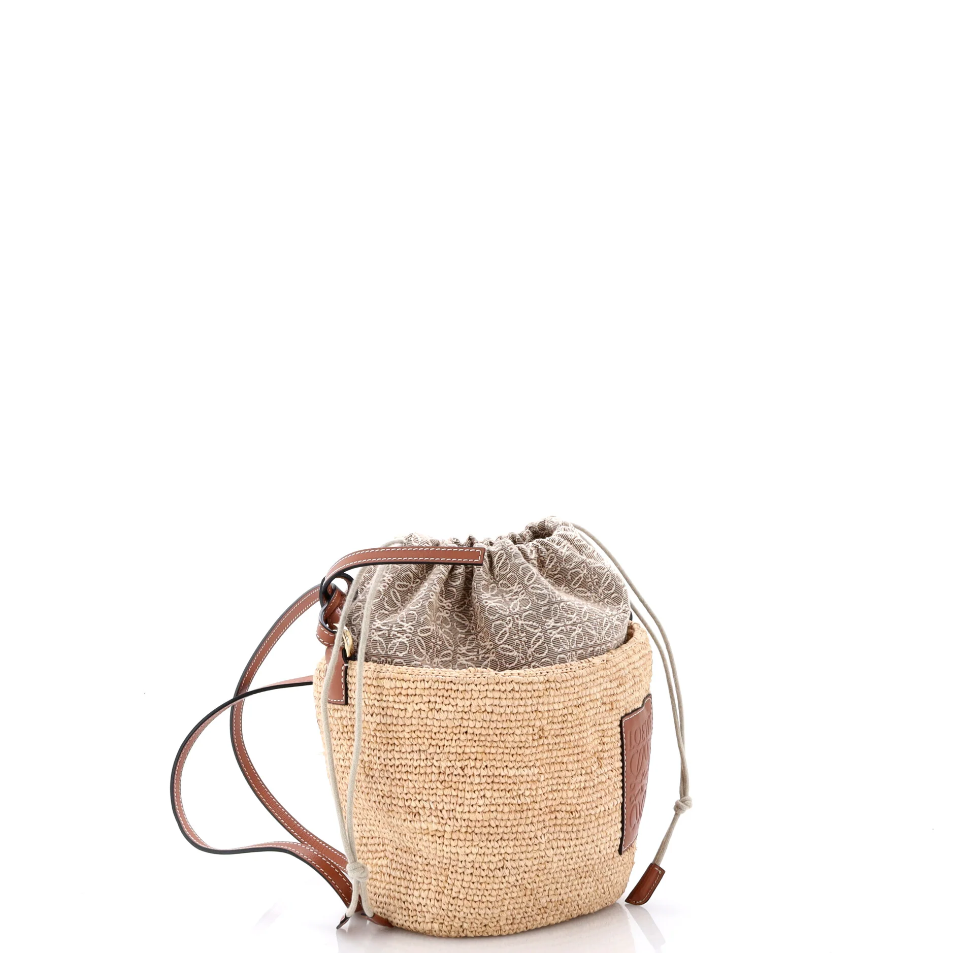 Pochette Crossbody Bag Woven Raffia and Leather with Anagram Jacquard - Image 2