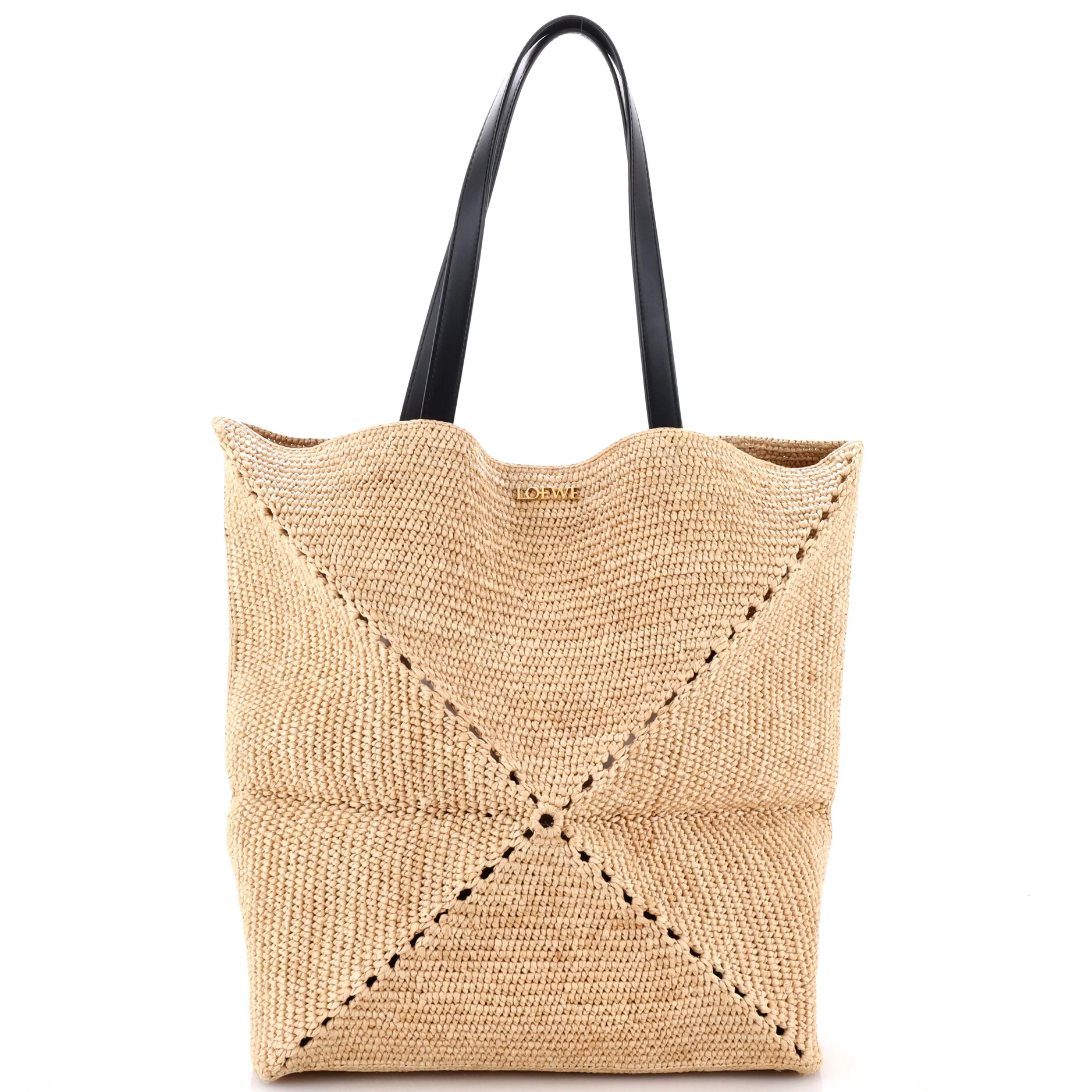 Puzzle Fold Tote Raffia Large