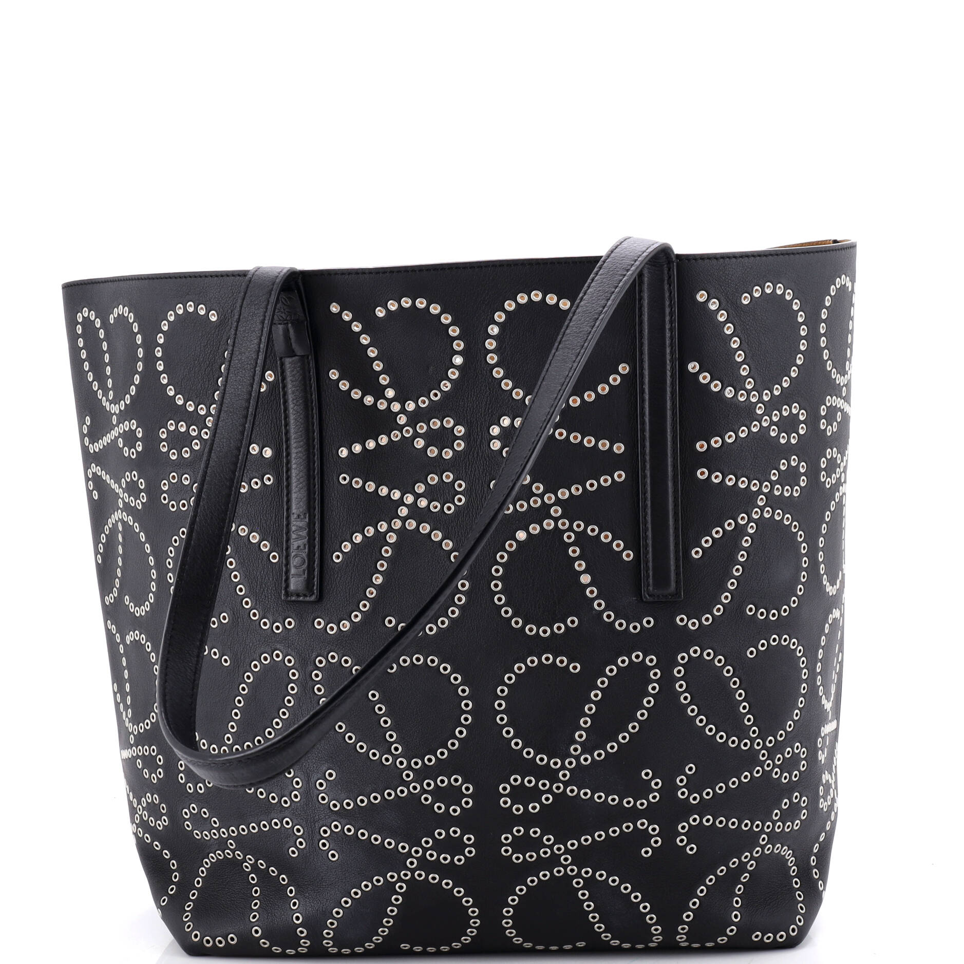 T Tote Anagram Grommet Embellished Leather Medium