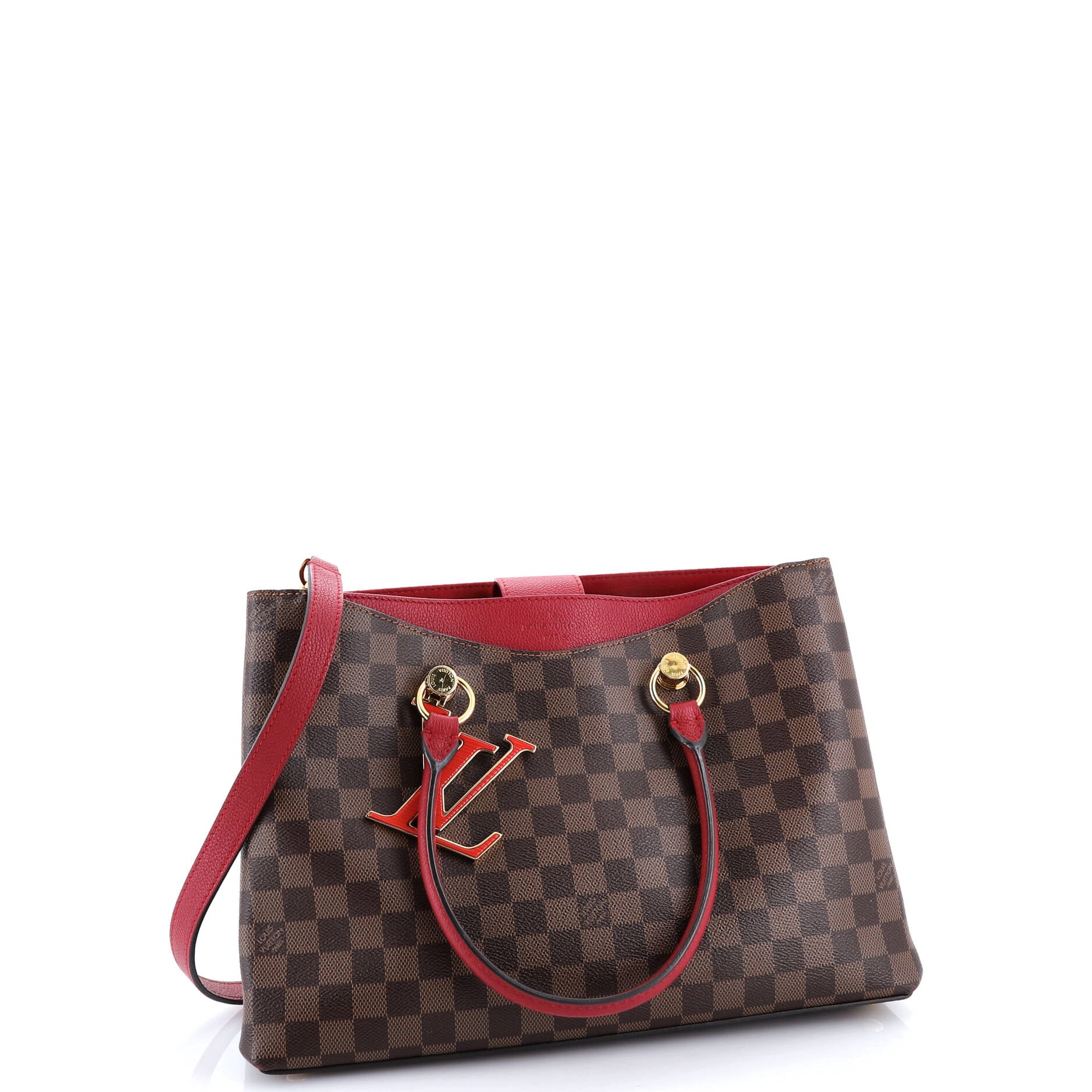 LV Riverside Handbag Damier with Leather - Image 2