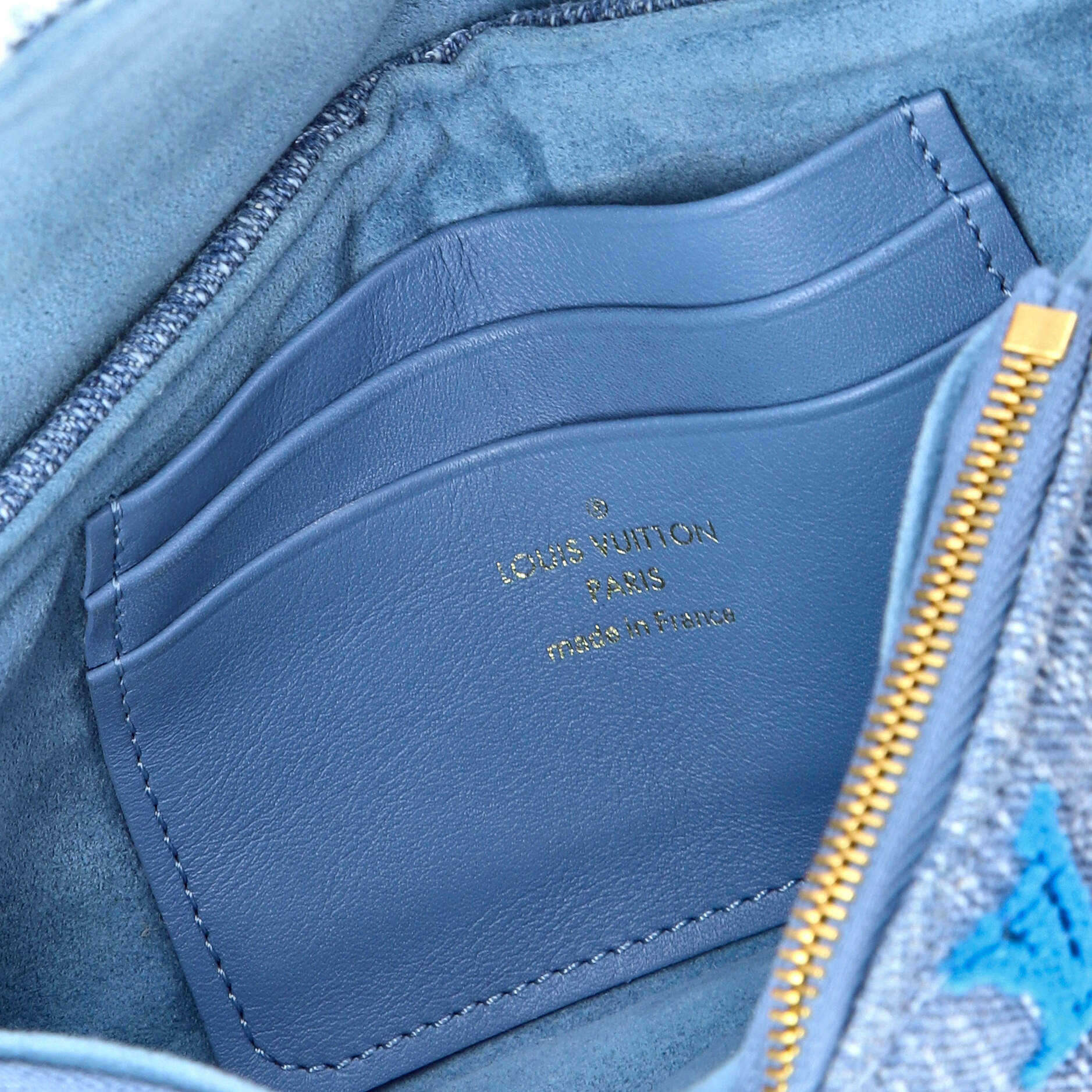 New Wave Chain Pochette Monogram Embroidered Quilted Denim - Image 7