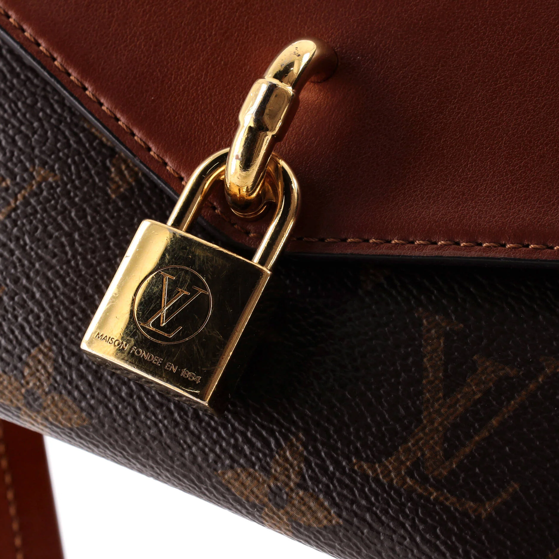 Padlock on Strap Handbag Monogram Canvas and Leather - Image 6
