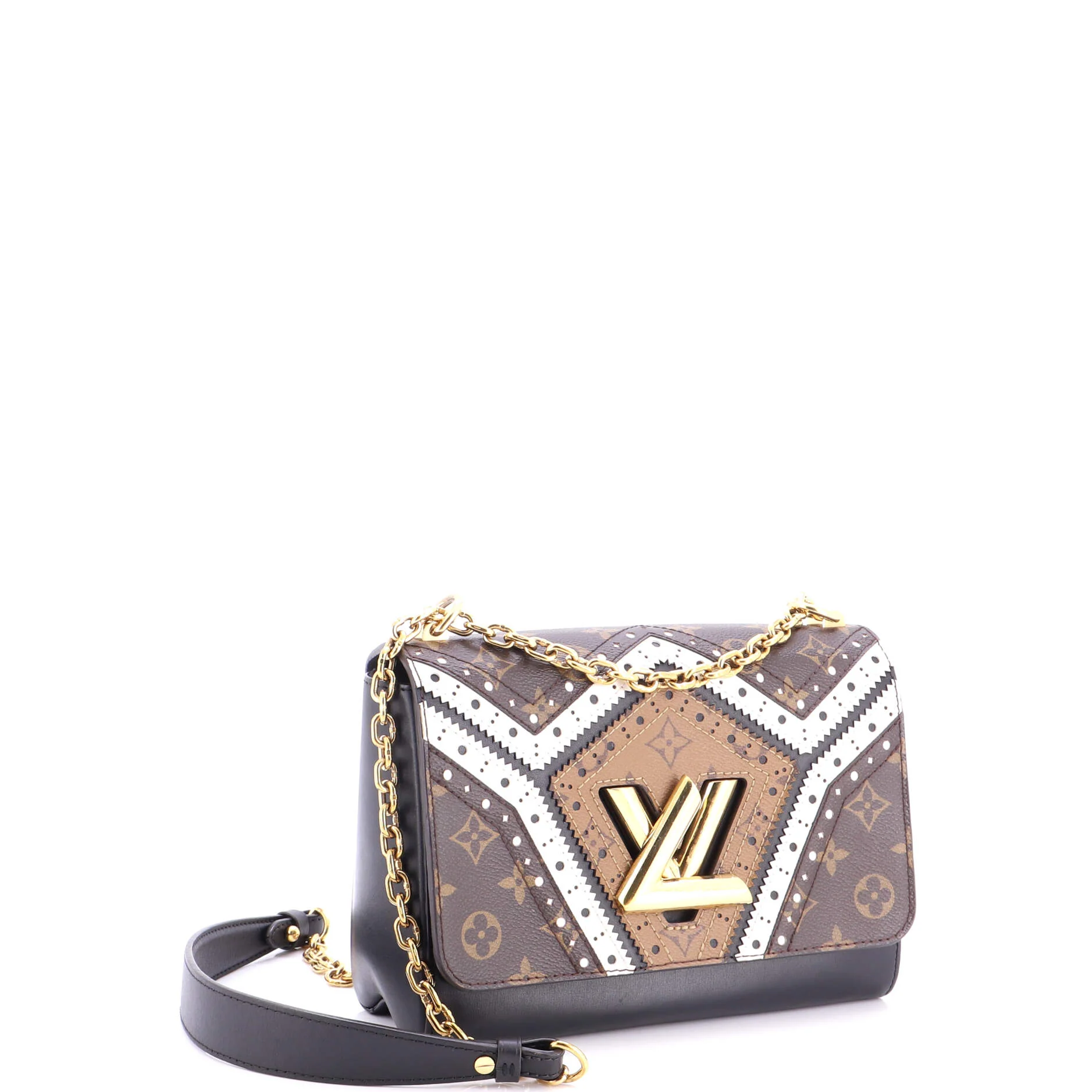 Twist Handbag Limited Edition Brogue Reverse Monogram Canvas and Leather MM - Image 2