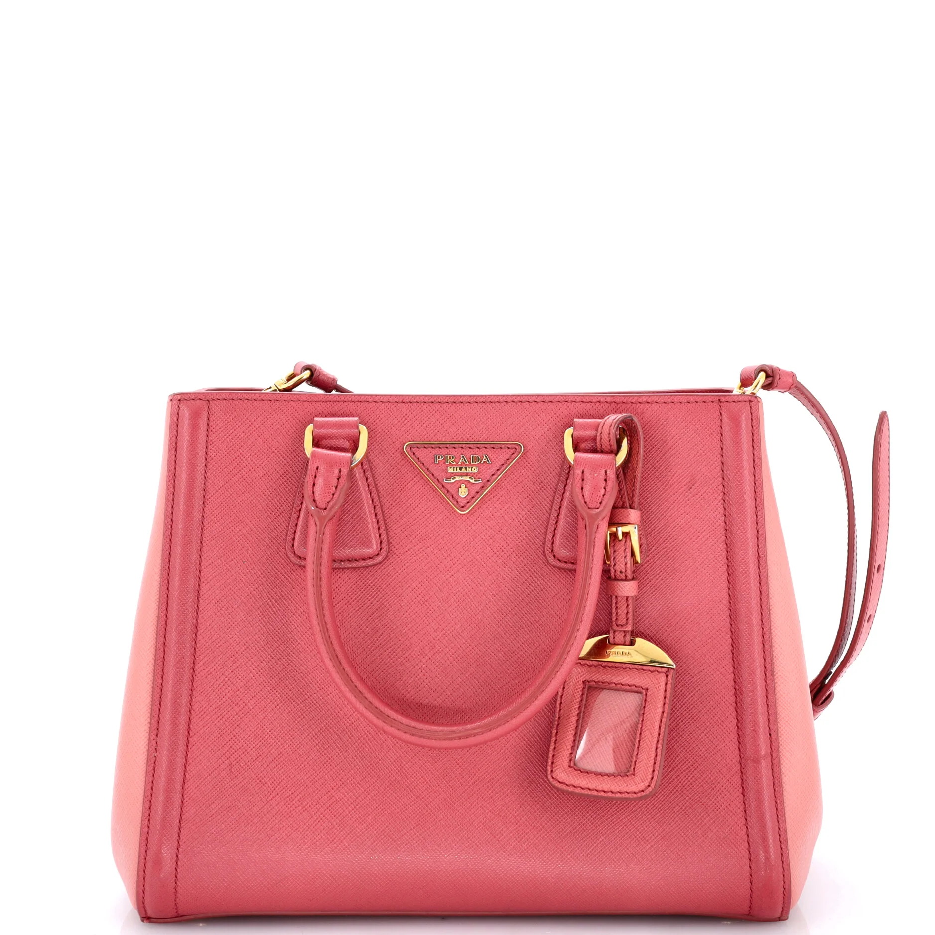 Bicolor Lux Convertible Open Tote Saffiano Leather Small