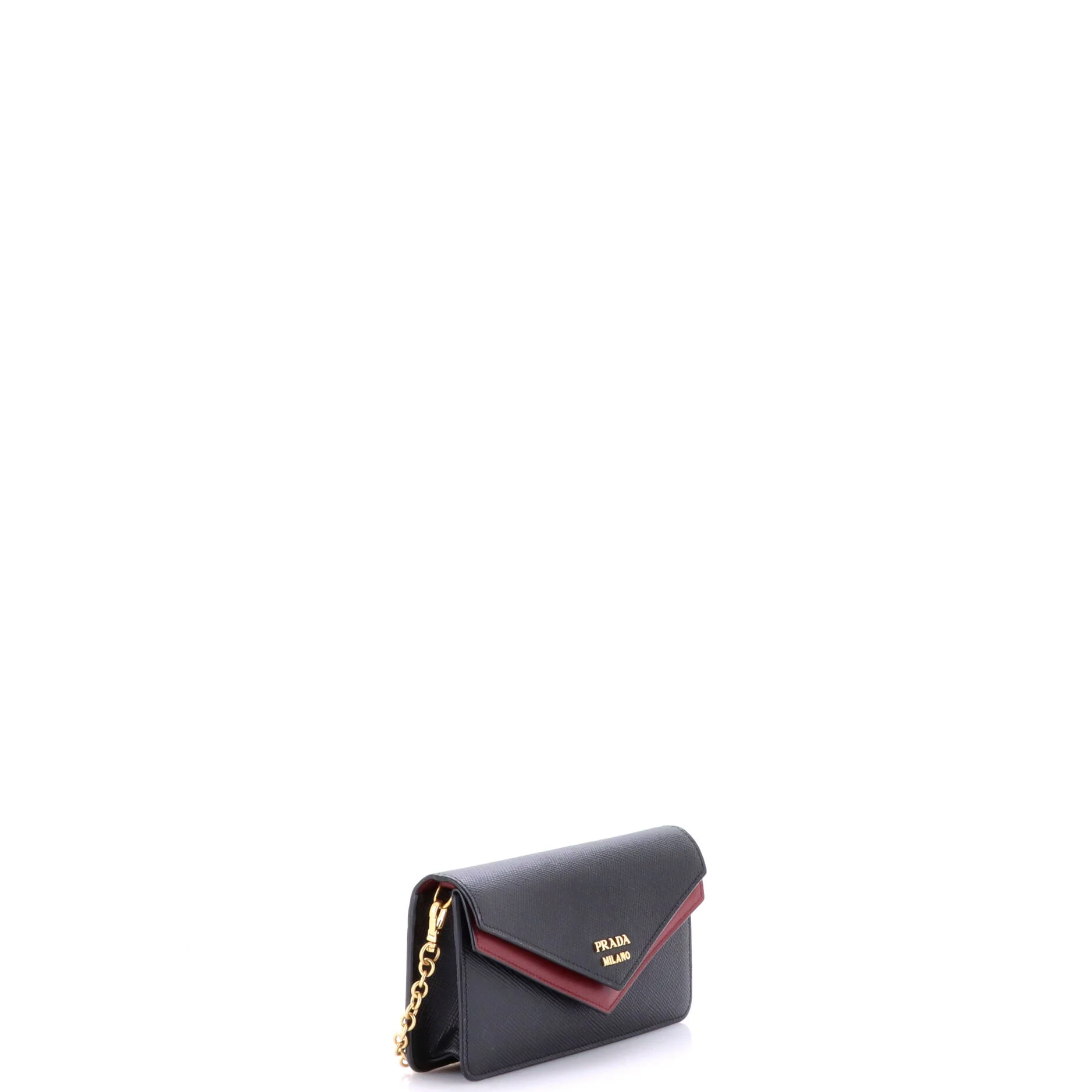 Envelope Double Flap Wallet on Chain Saffiano Leather - Image 2