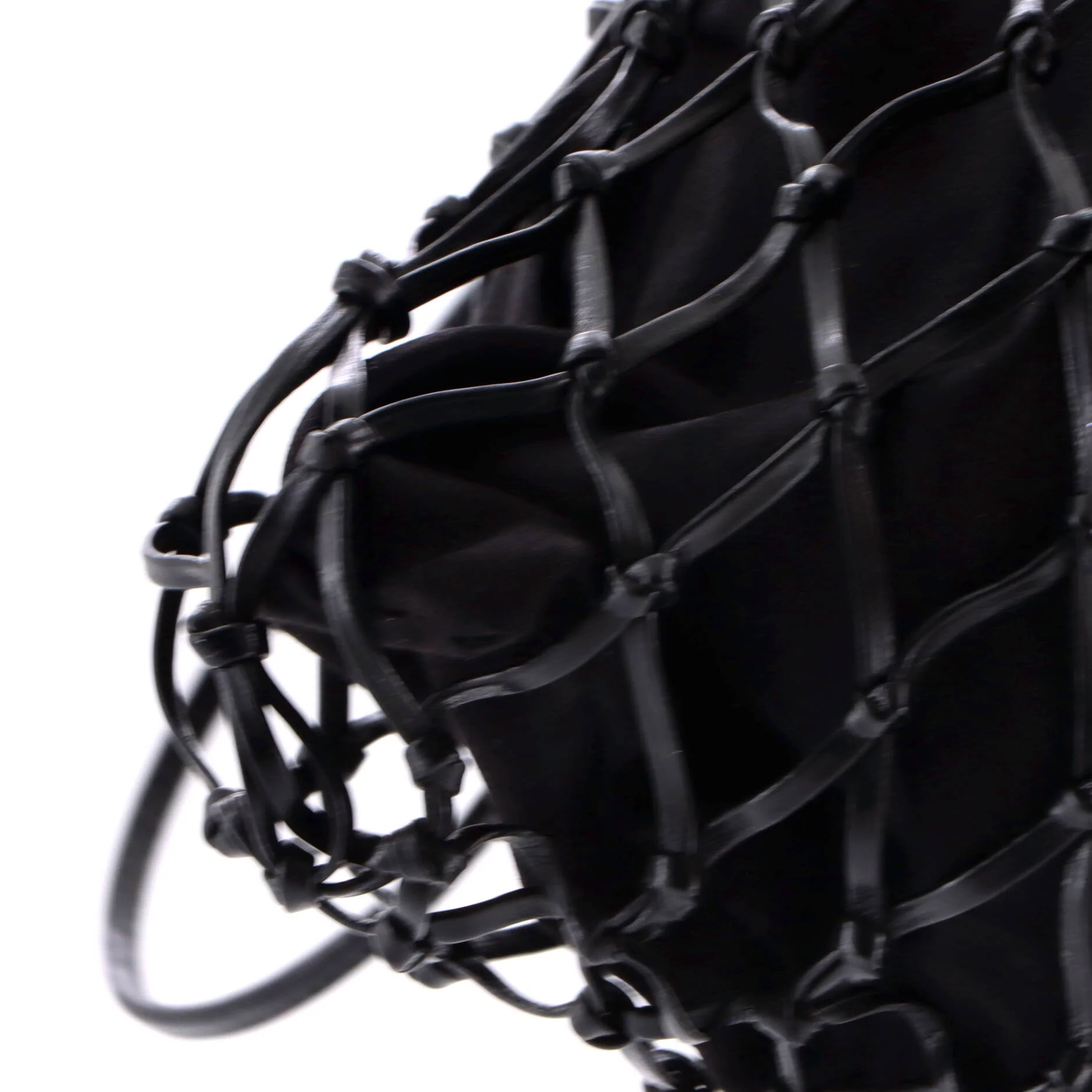 Fishnet Chain Crossbody Bag Woven Leather and Satin - Image 6