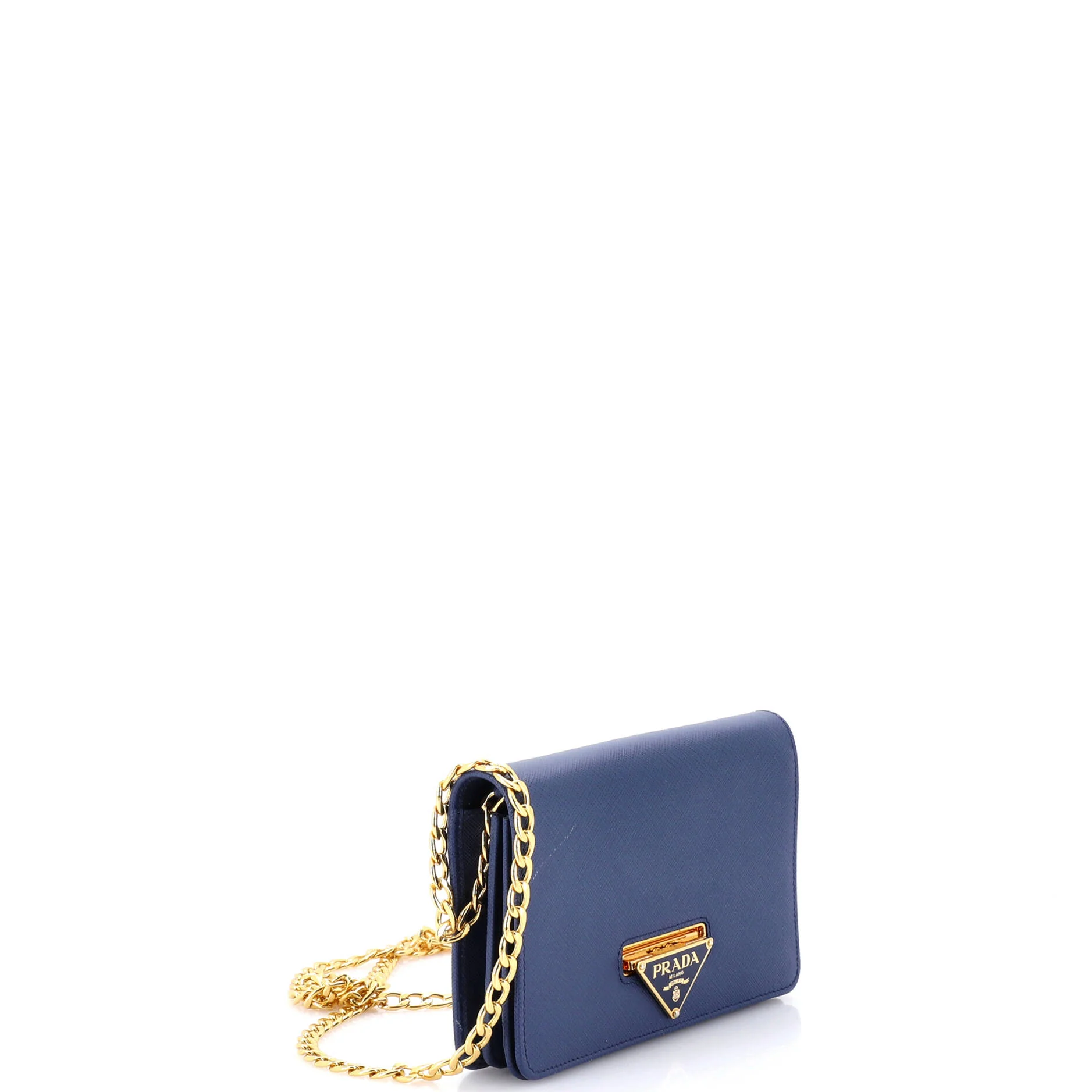 Flip Lock Wallet on Chain Clutch Saffiano Leather Small - Image 2