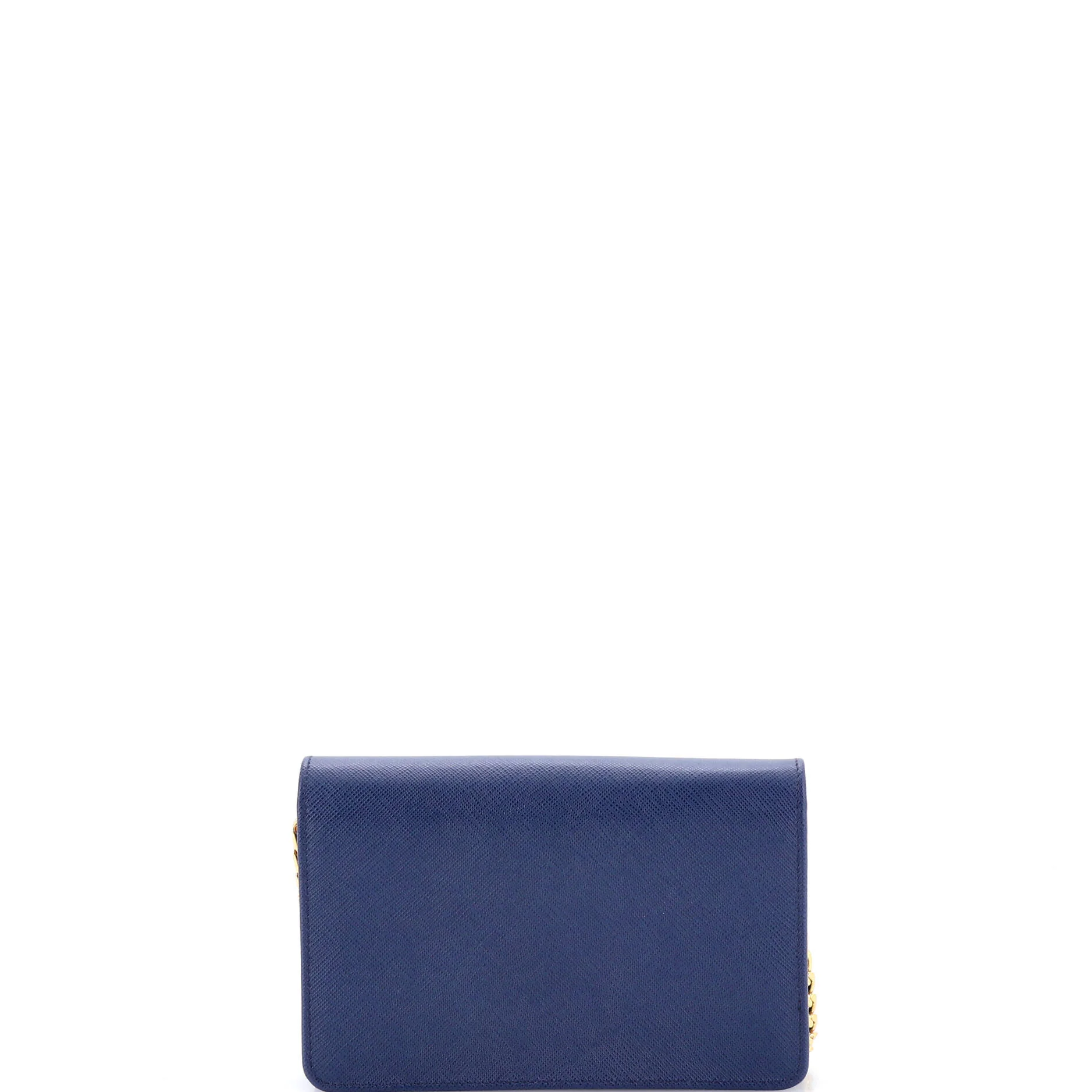 Flip Lock Wallet on Chain Clutch Saffiano Leather Small - Image 3
