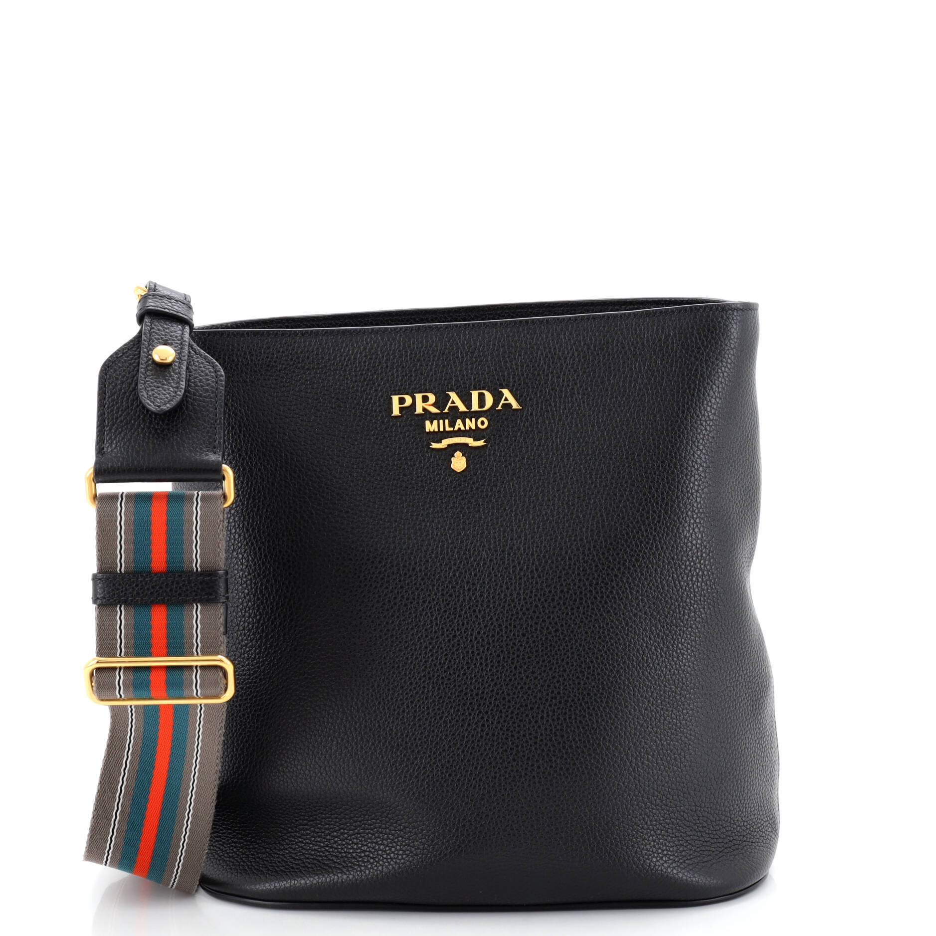 Logo Bucket Messenger Bag Vitello Phenix Medium