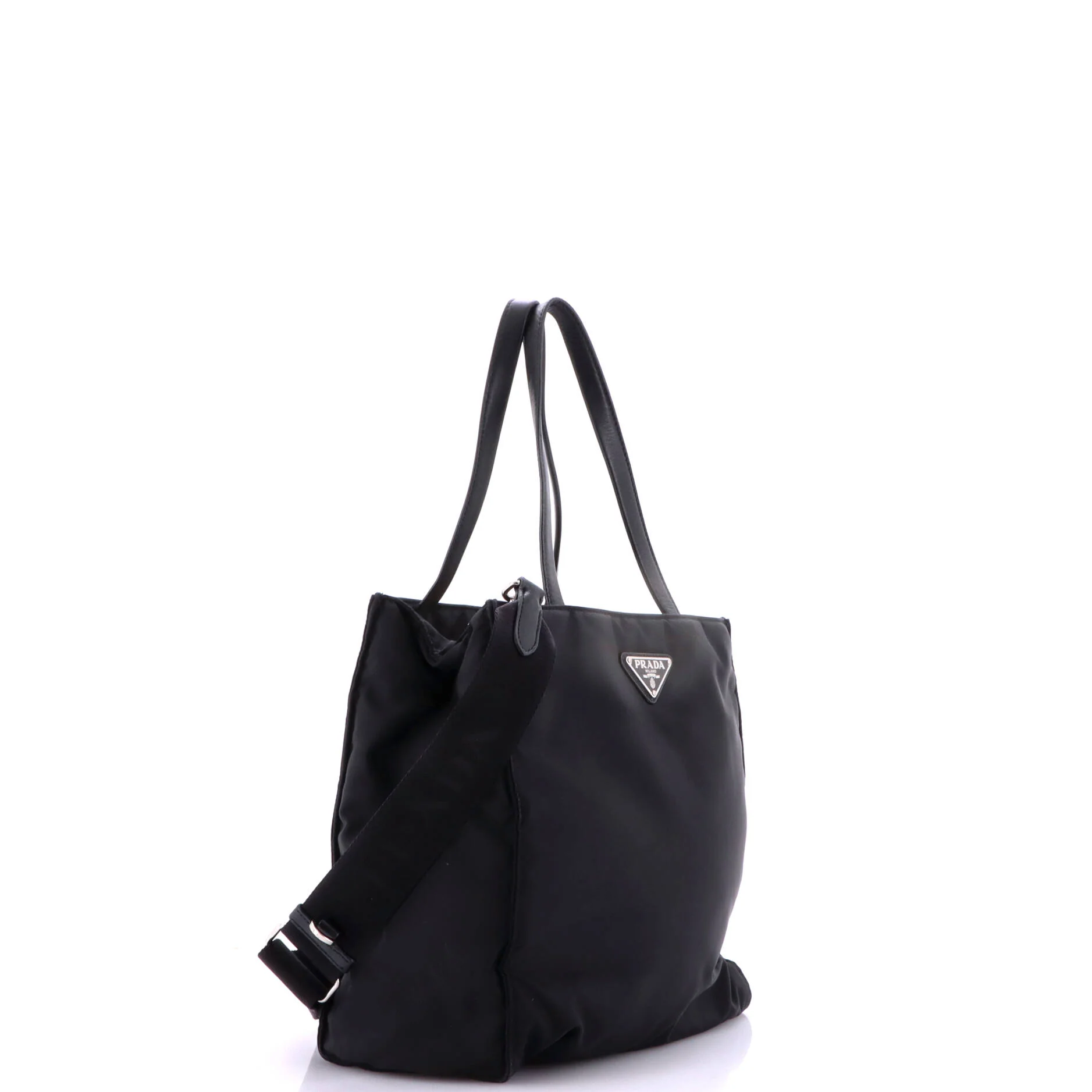 Padded Convertible Shopping Tote Re-Nylon with Leather Medium - Image 2