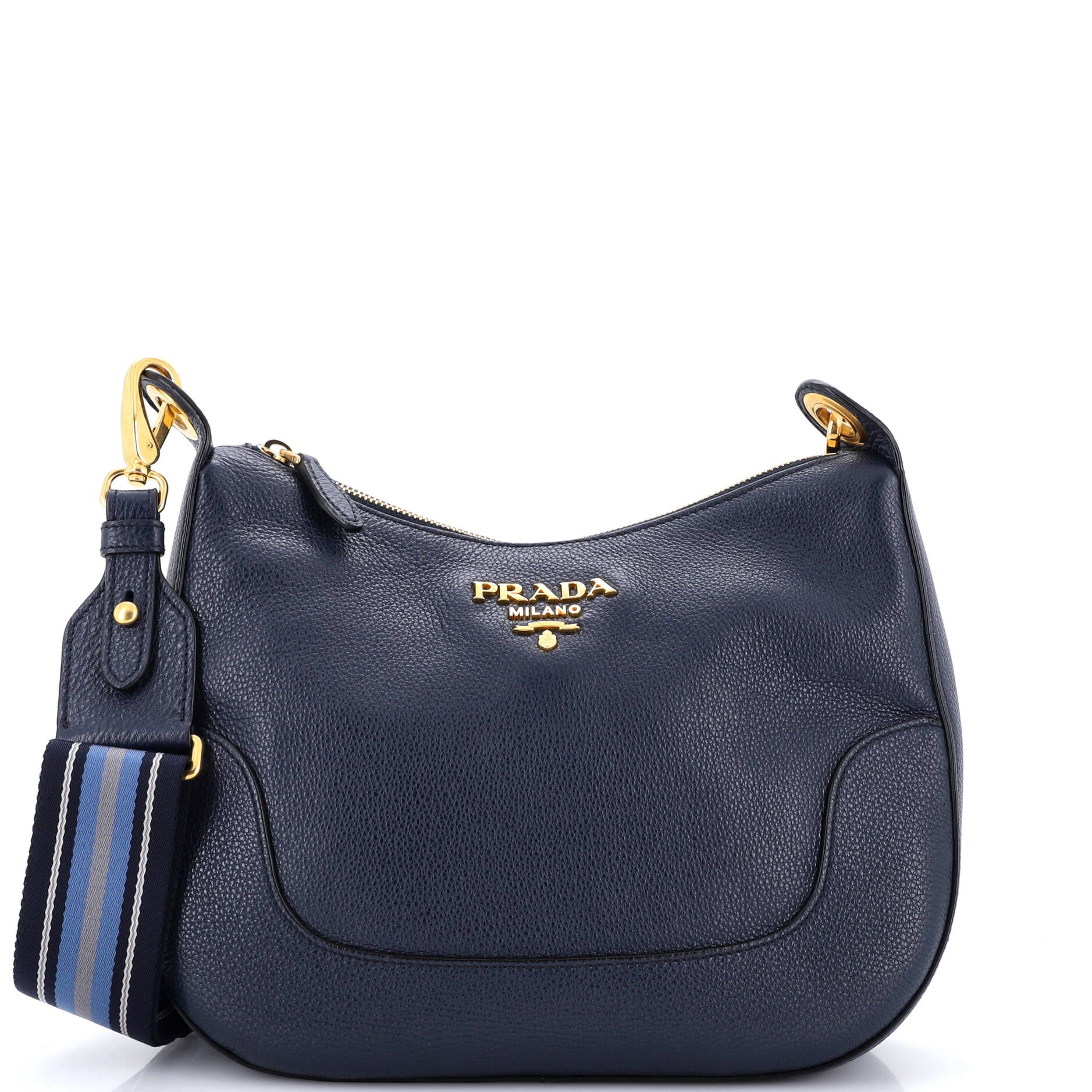 Striped Strap Zip Hobo Vitello Daino Medium