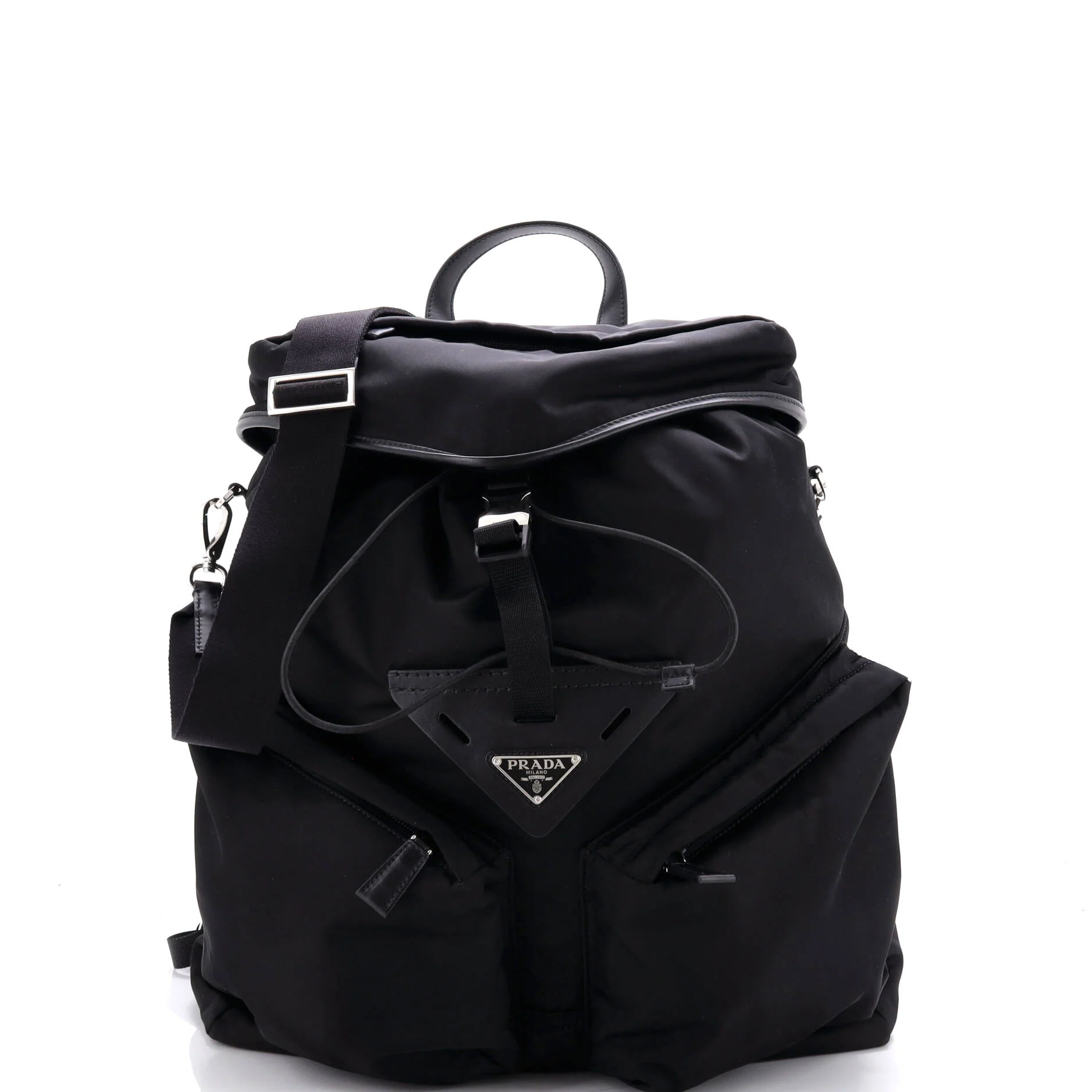 Triangle Convertible Backpack Re-Nylon with Leather