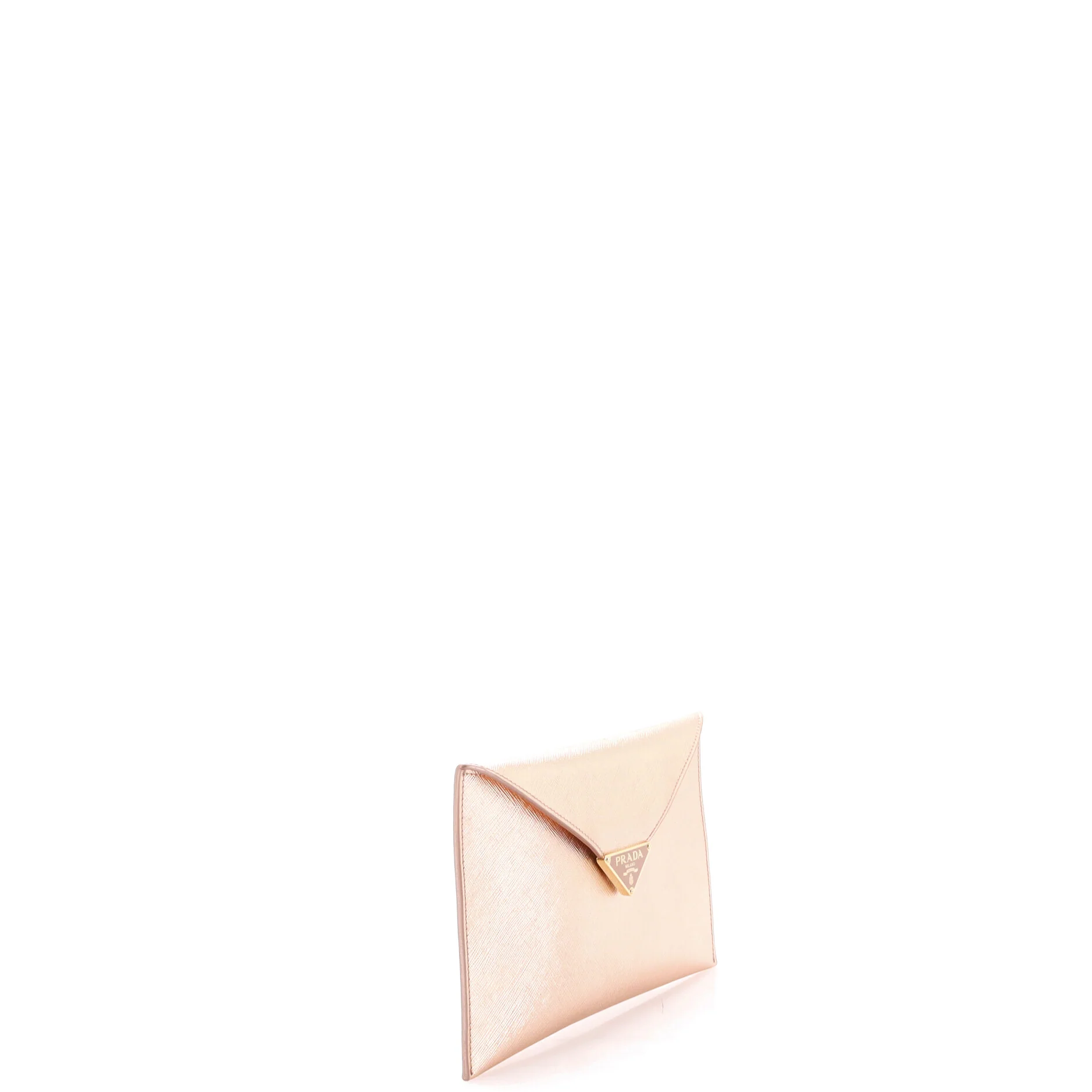 Triangle Logo Envelope Flap Clutch Saffiano Leather - Image 2