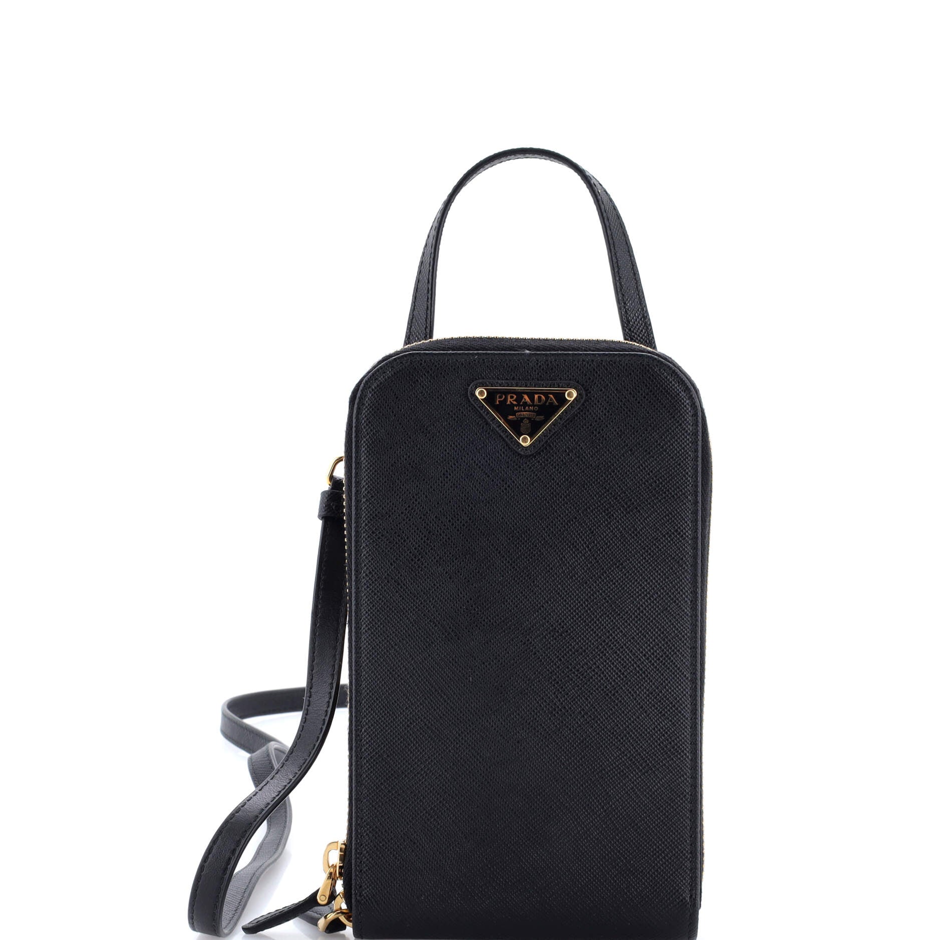 Zip Phone Holder Crossbody Bag Saffiano Leather