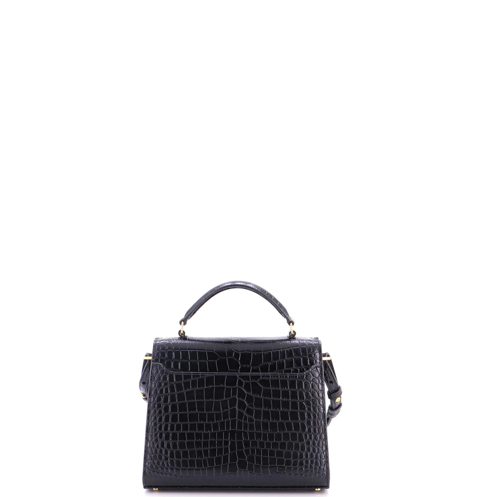 Cassandra Top Handle Bag Crocodile Embossed Leather Mini - Image 3