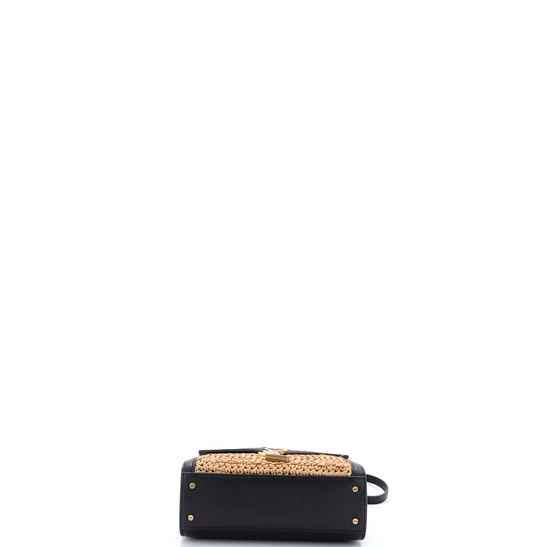Cassandra Top Handle Bag Raffia with Leather Mini - Image 4