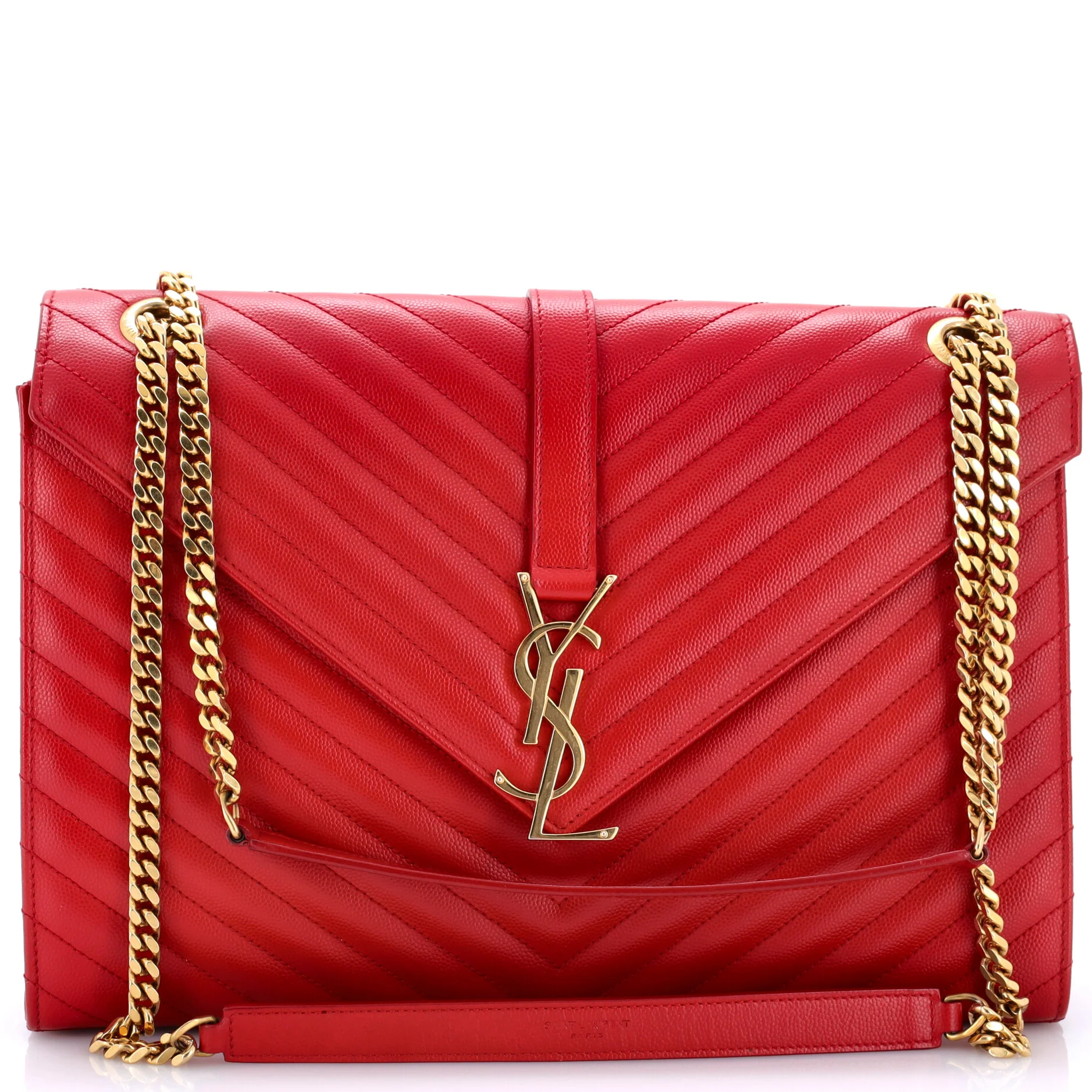 Classic Monogram Envelope Satchel Matelasse Chevron Leather Large