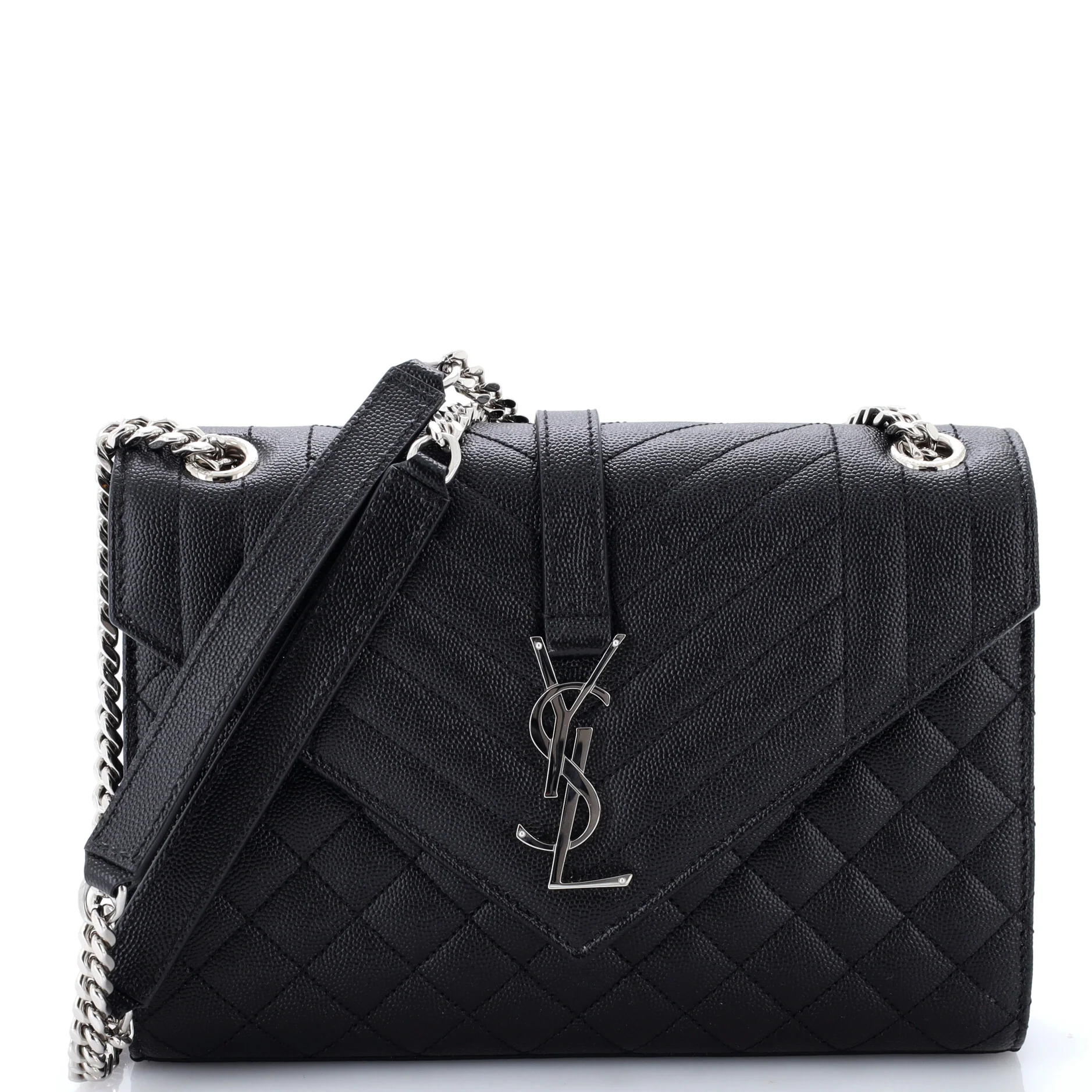 Classic Monogram Envelope Satchel Mixed Matelasse Leather Medium