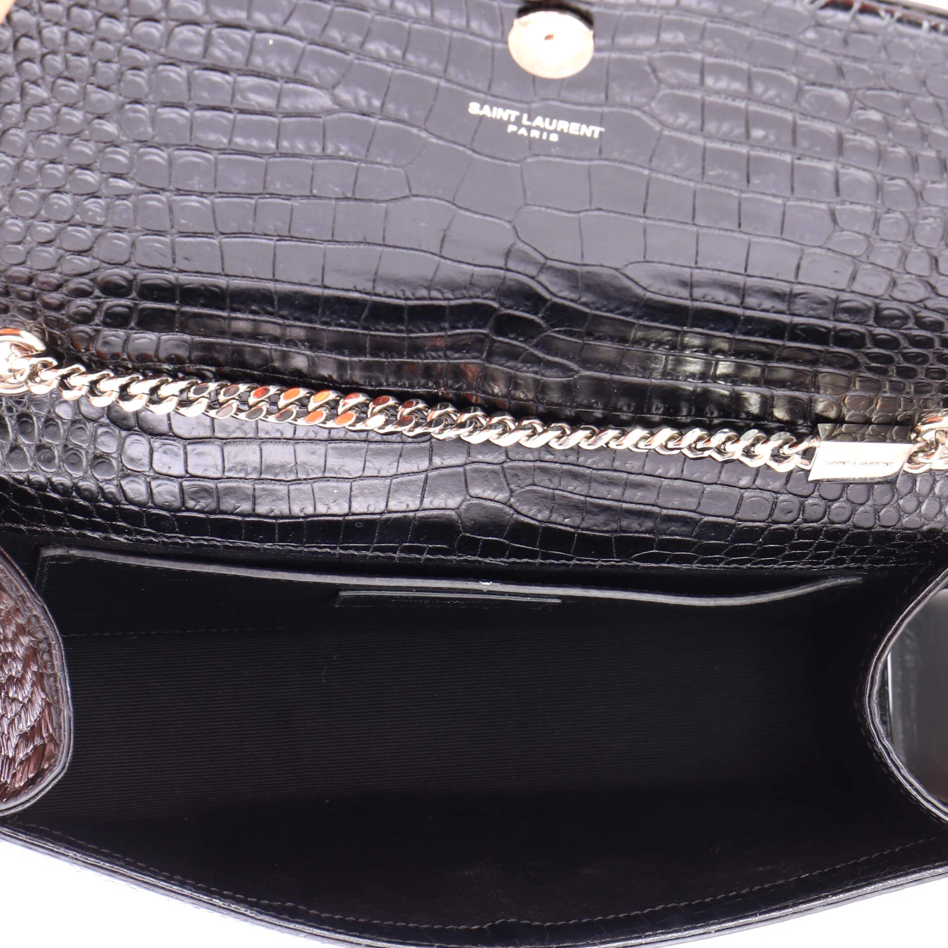 Classic Monogram Tassel Crossbody Bag Crocodile Embossed Leather Medium - Image 5