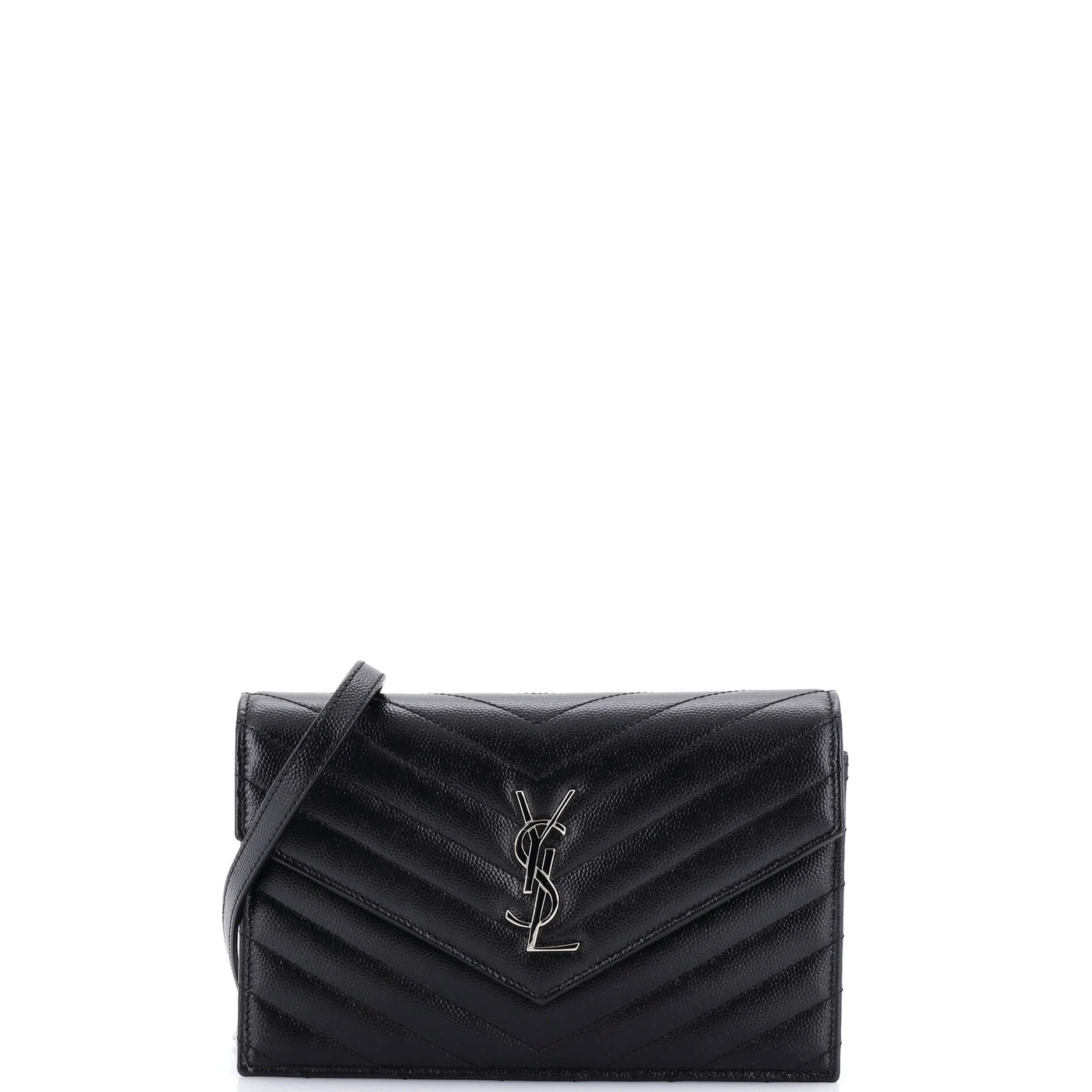 Classic Monogram Wallet on Chain Matelasse Chevron Leather Small