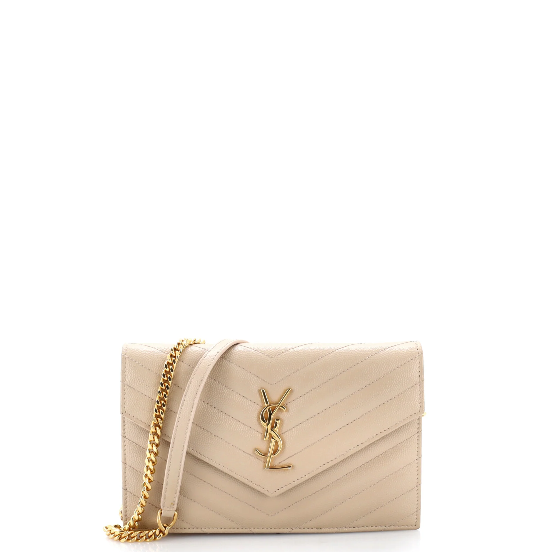 Classic Monogram Wallet on Chain Matelasse Chevron Leather Small