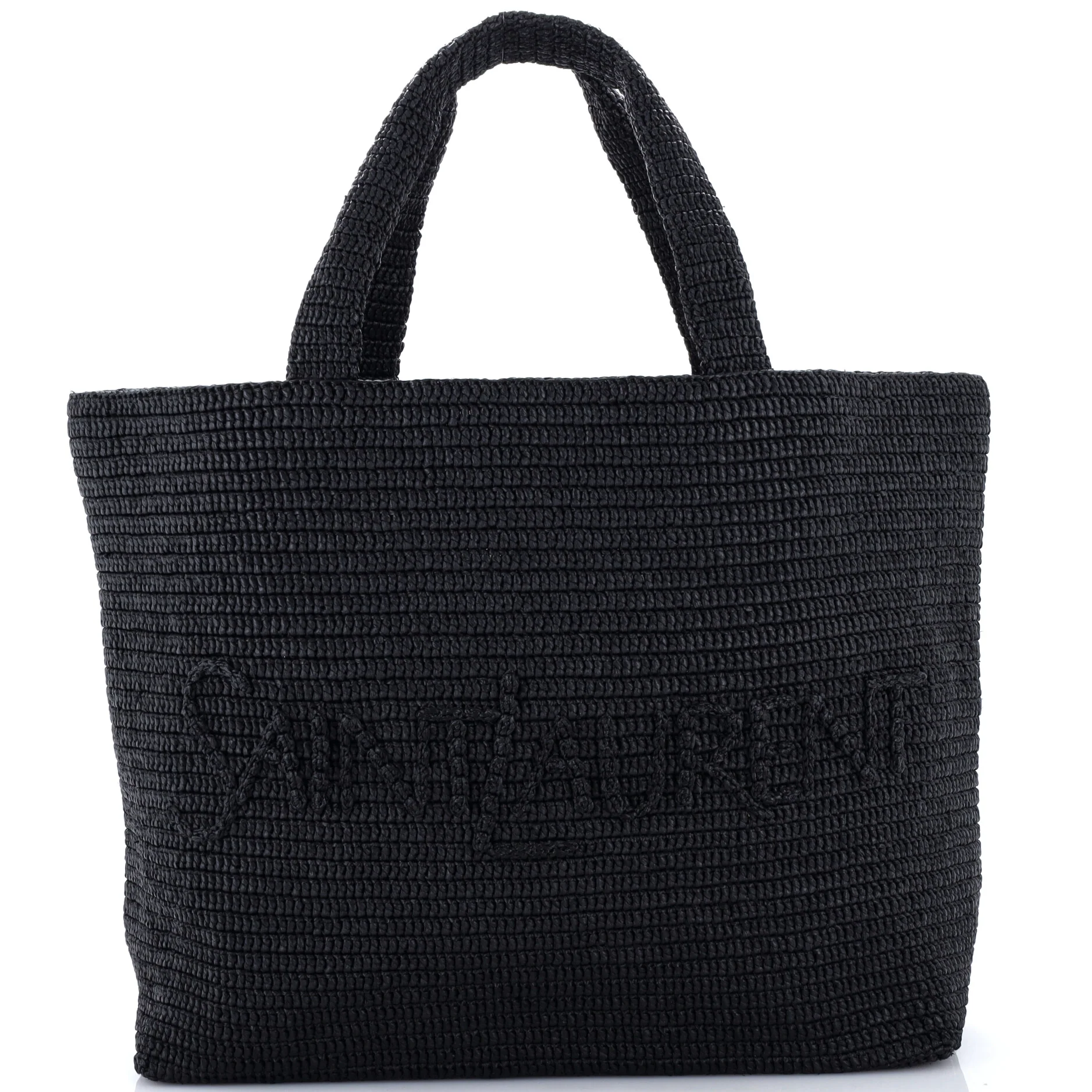 Logo Supple Tote Embroidered Raffia