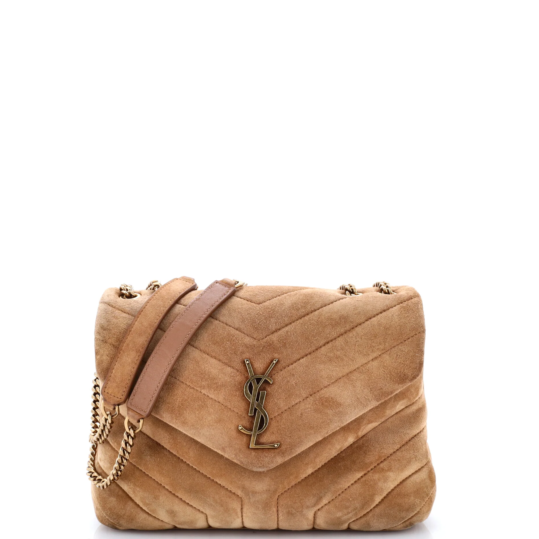 Loulou Shoulder Bag Matelasse Chevron Suede Small
