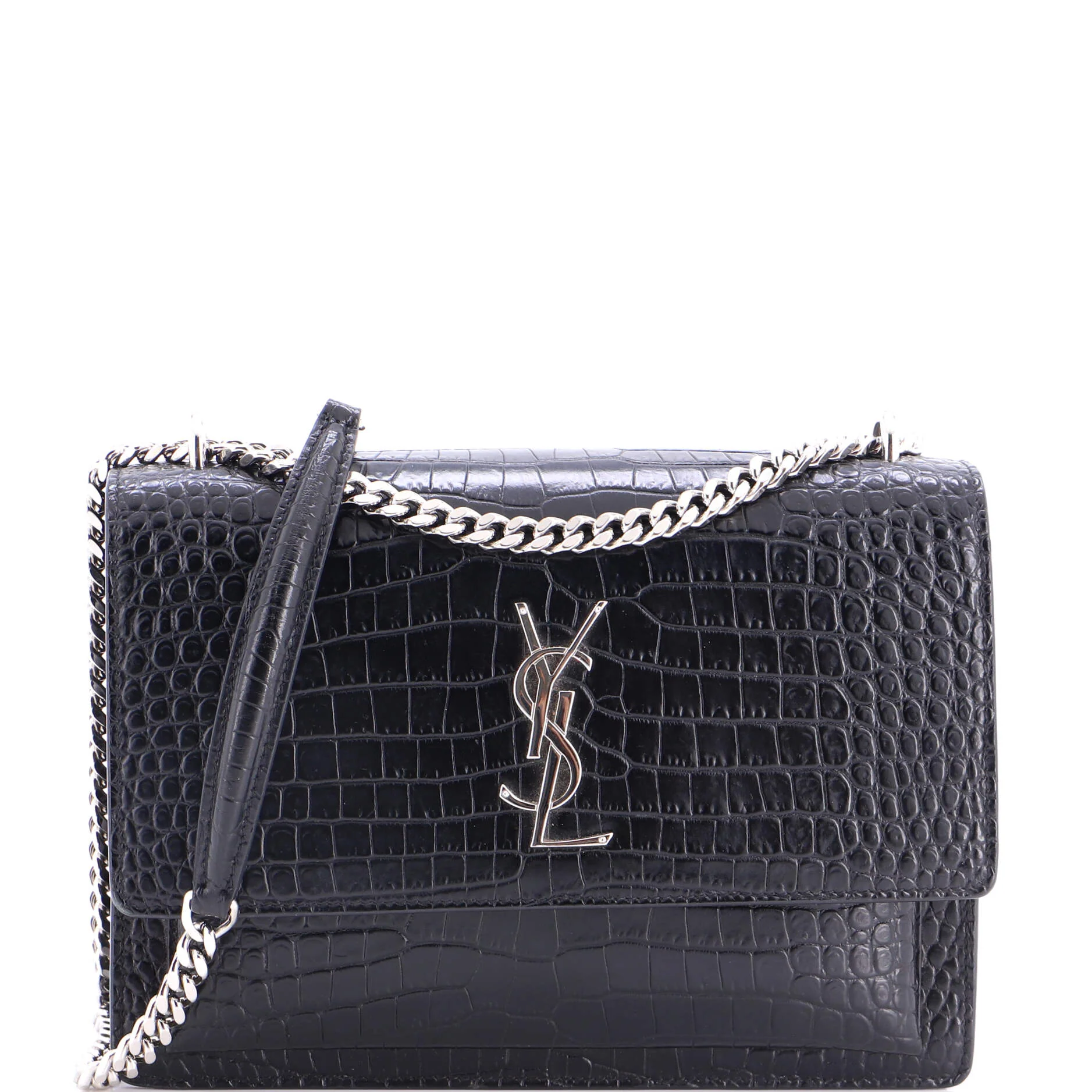 Sunset Crossbody Bag Crocodile Embossed Leather Medium