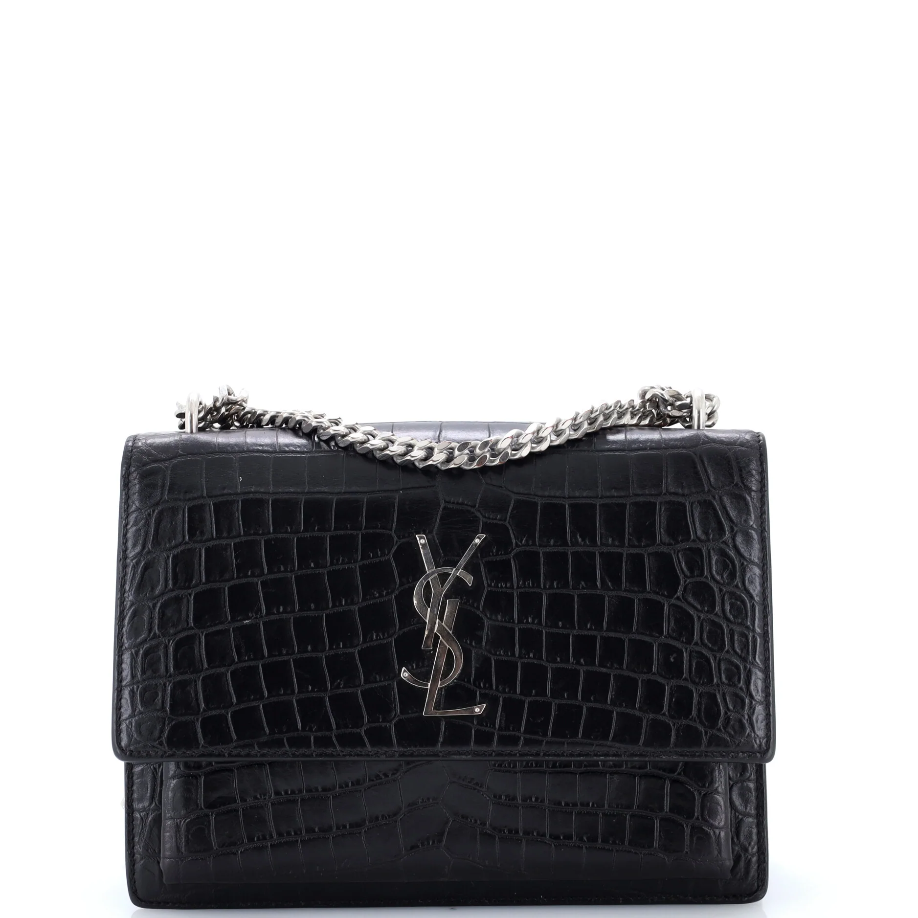 Sunset Crossbody Bag Crocodile Embossed Leather Medium