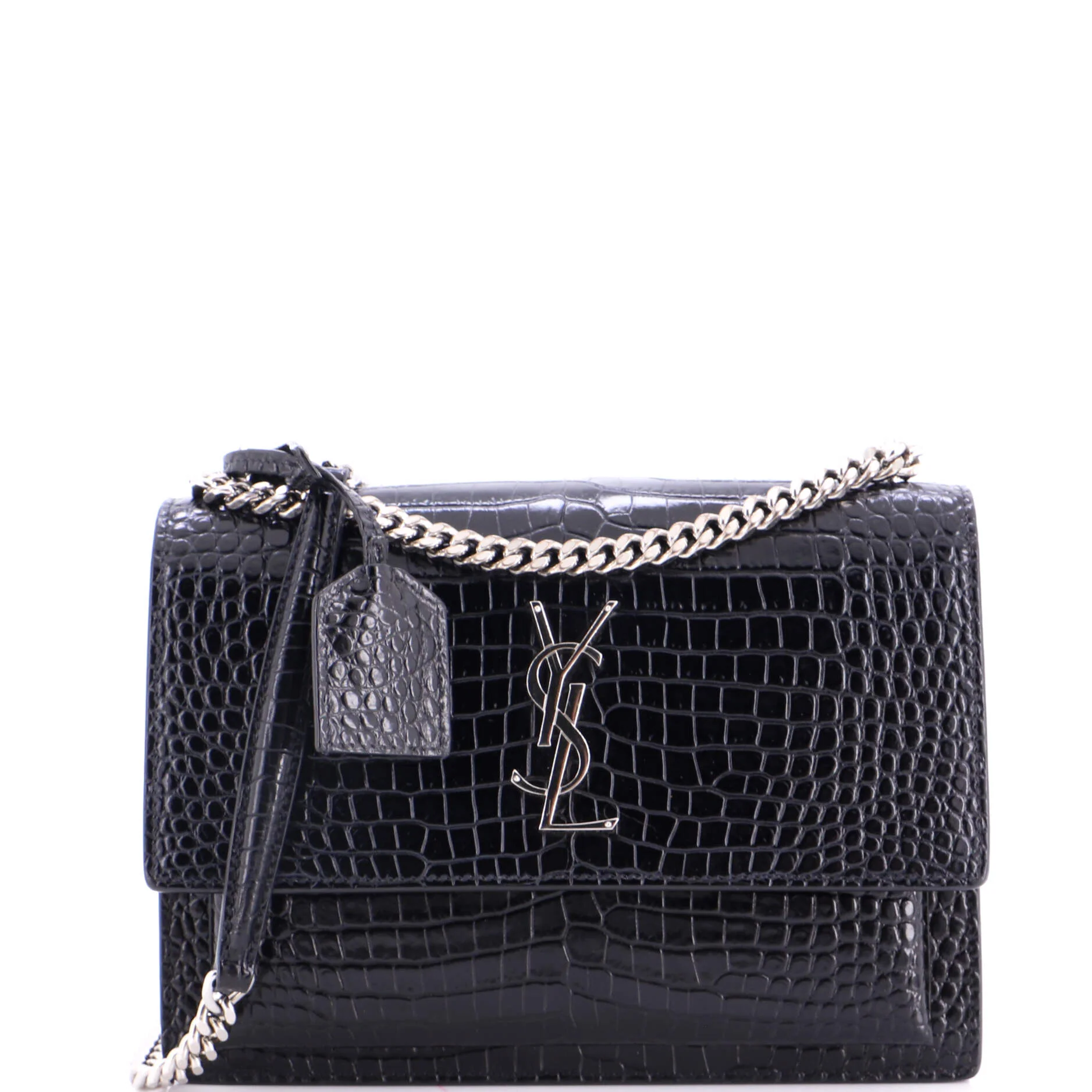 Sunset Crossbody Bag Crocodile Embossed Leather Medium