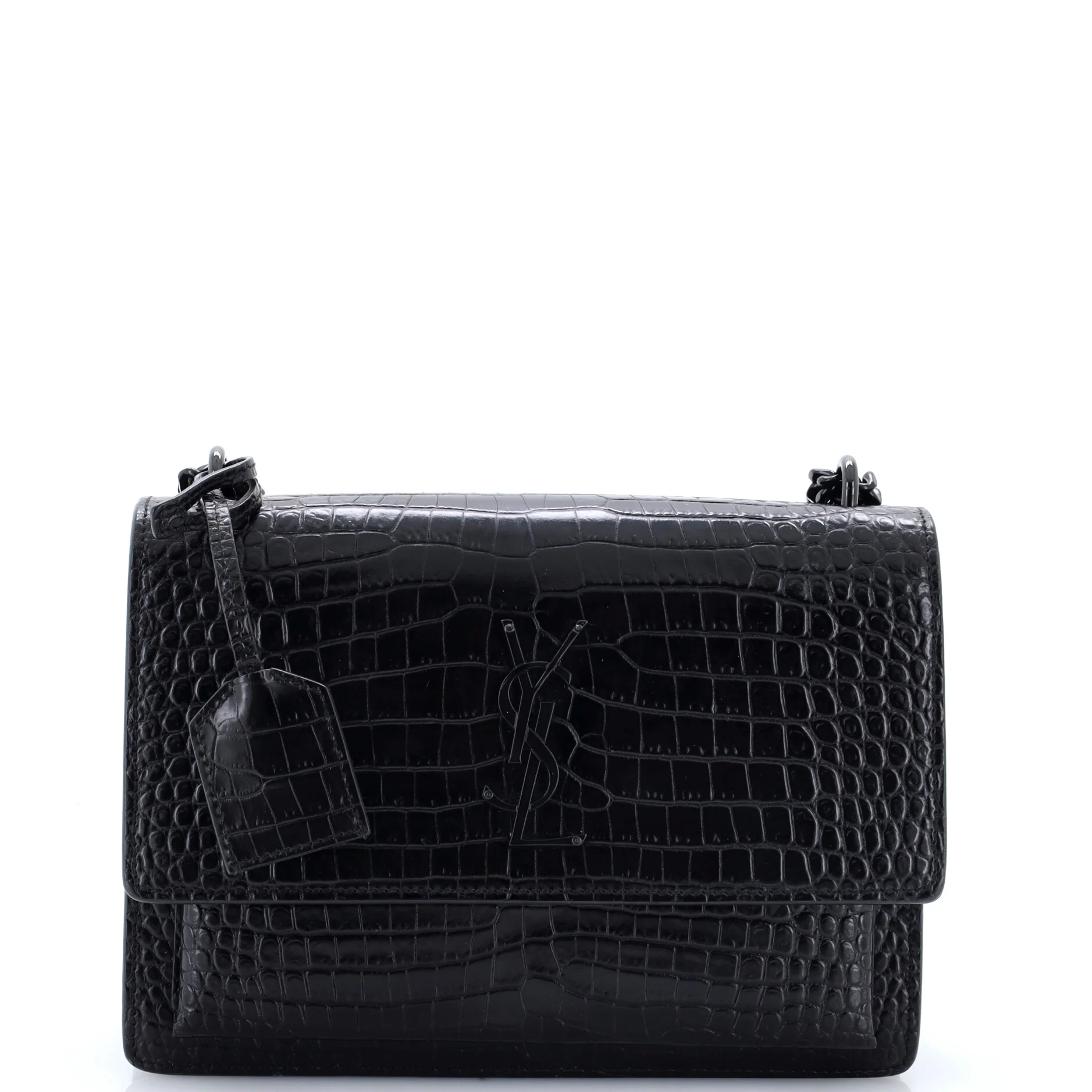 Sunset Crossbody Bag Crocodile Embossed Leather Medium