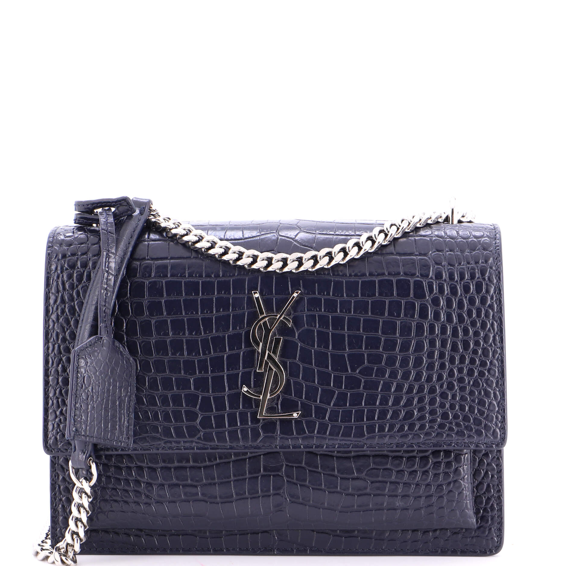 Sunset Crossbody Bag Crocodile Embossed Leather Medium